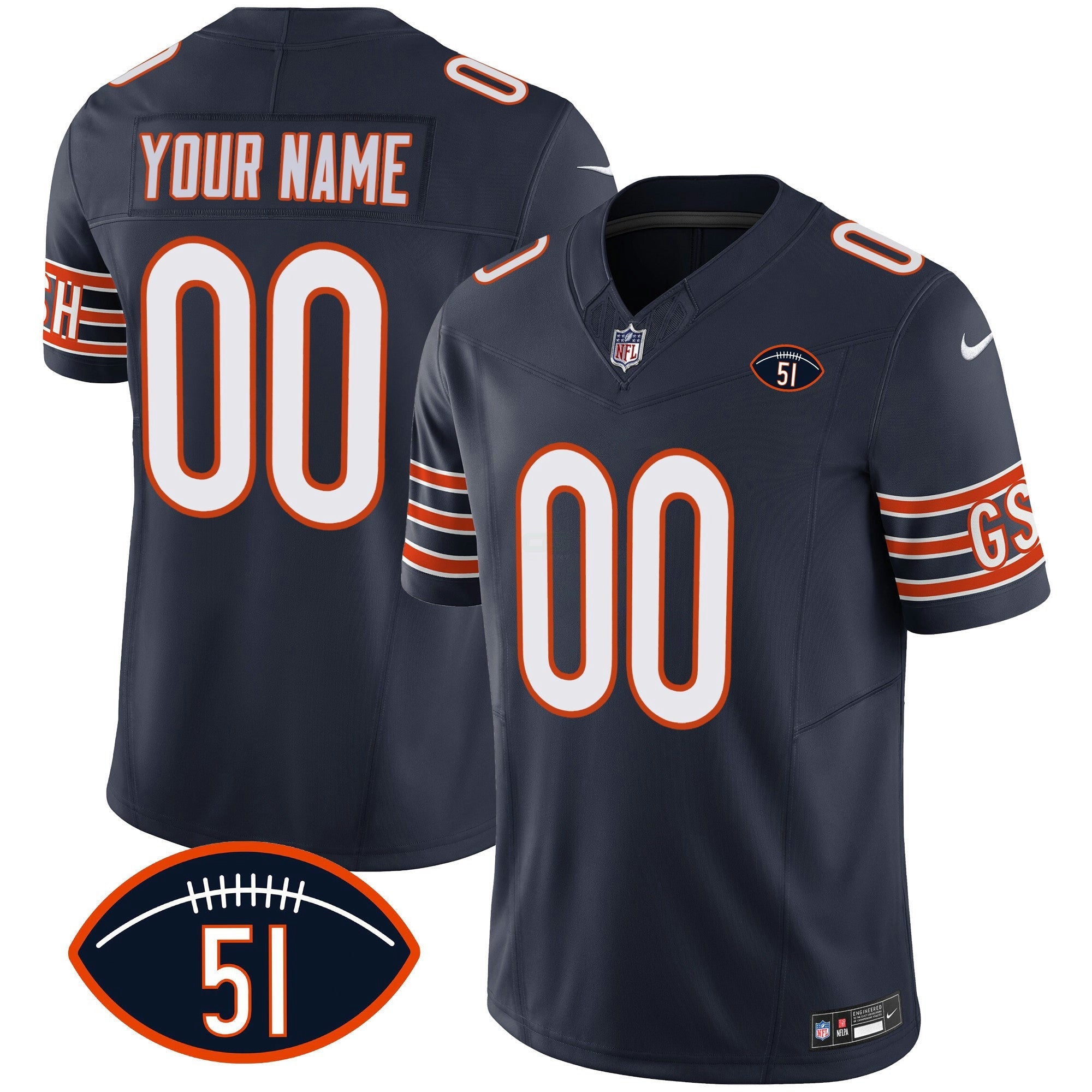 Camisa NFL Dick Butkus Patch GSH Vapor Jersey