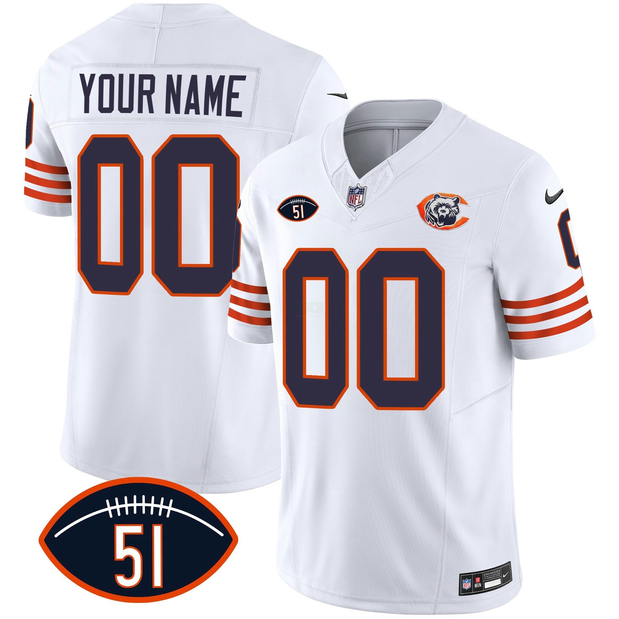 Camisa NFL Dick Butkus Patch Throwback Vapor Jersey
