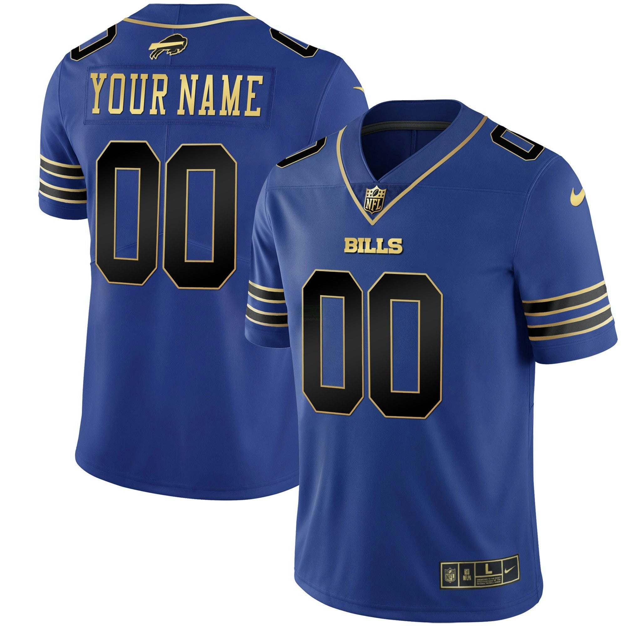 Camisa NFL Dourada and Split Custom Name and Number