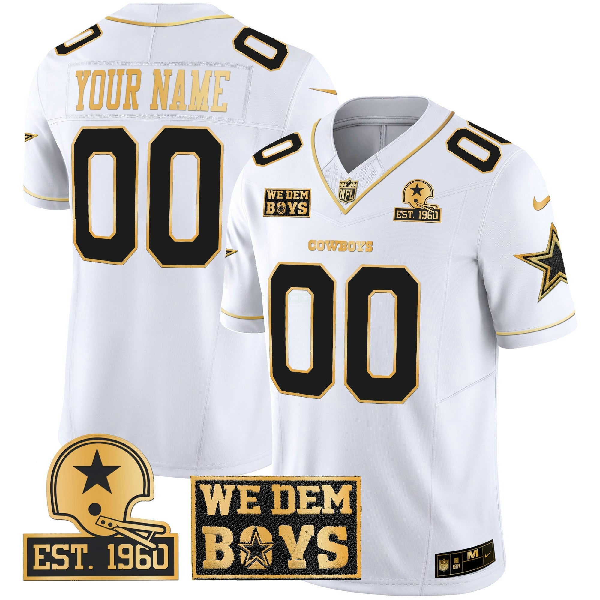Camisa NFL Est. 1960 & We Dem Boyz Patch Dourada Vapor Limited Jersey