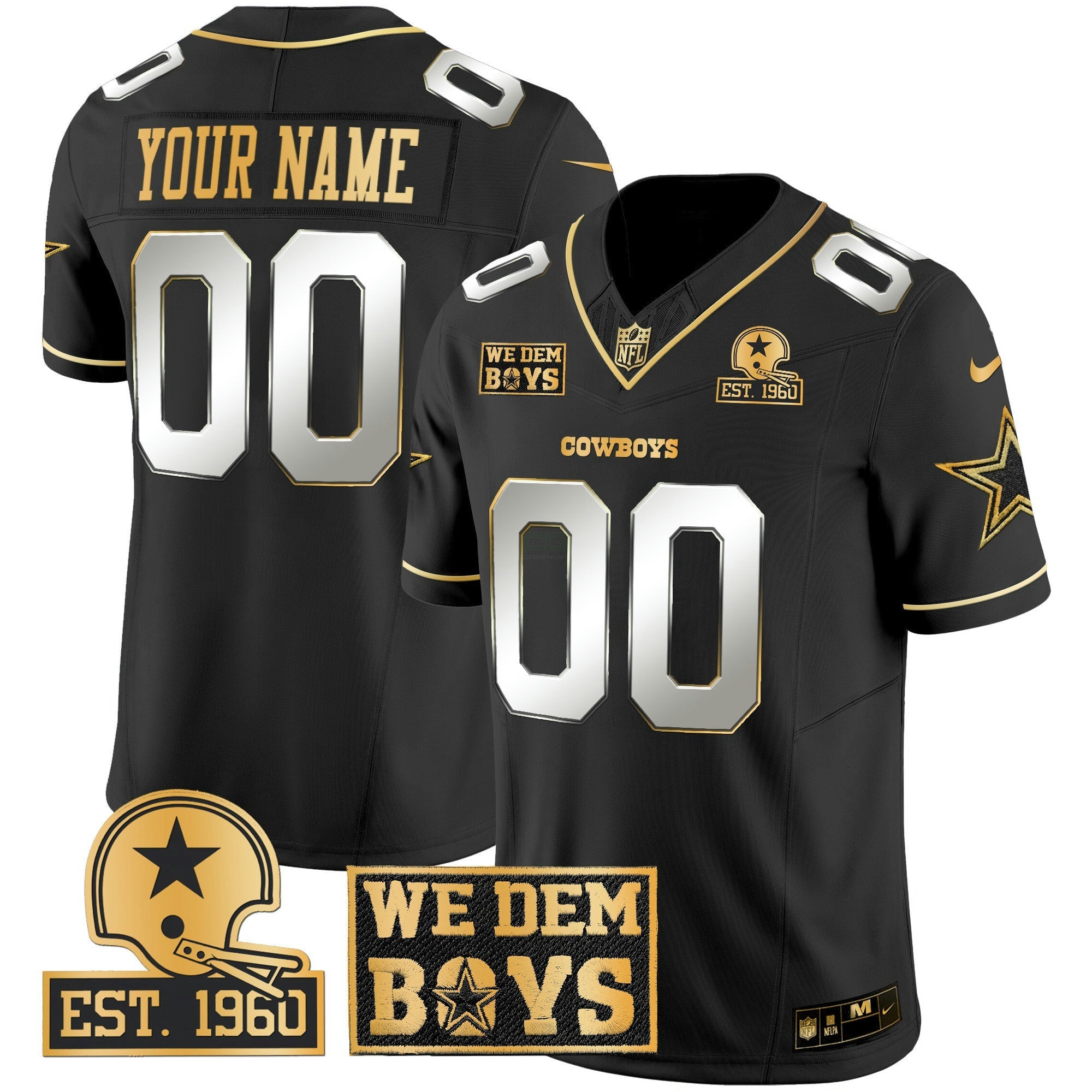 Camisa NFL Est. 1960 & We Dem Boyz Patch Dourada Vapor Limited Jersey