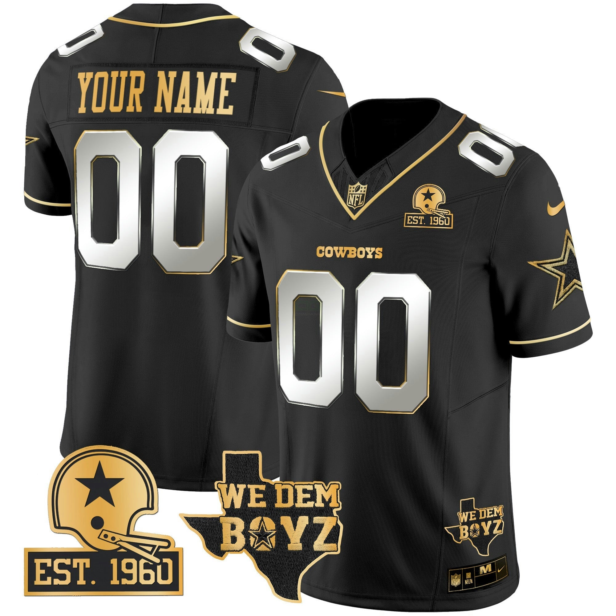 Camisa NFL Est. 1960 & We Dem Boyz Patch Dourada Vapor Limited Jersey V2