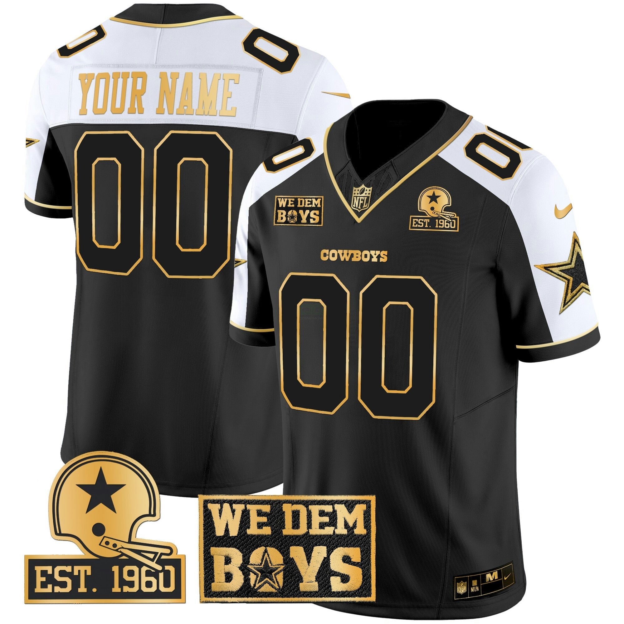 Camisa NFL Est. 1960 & We Dem Boyz Patch Dourada Vapor Limited Jersey