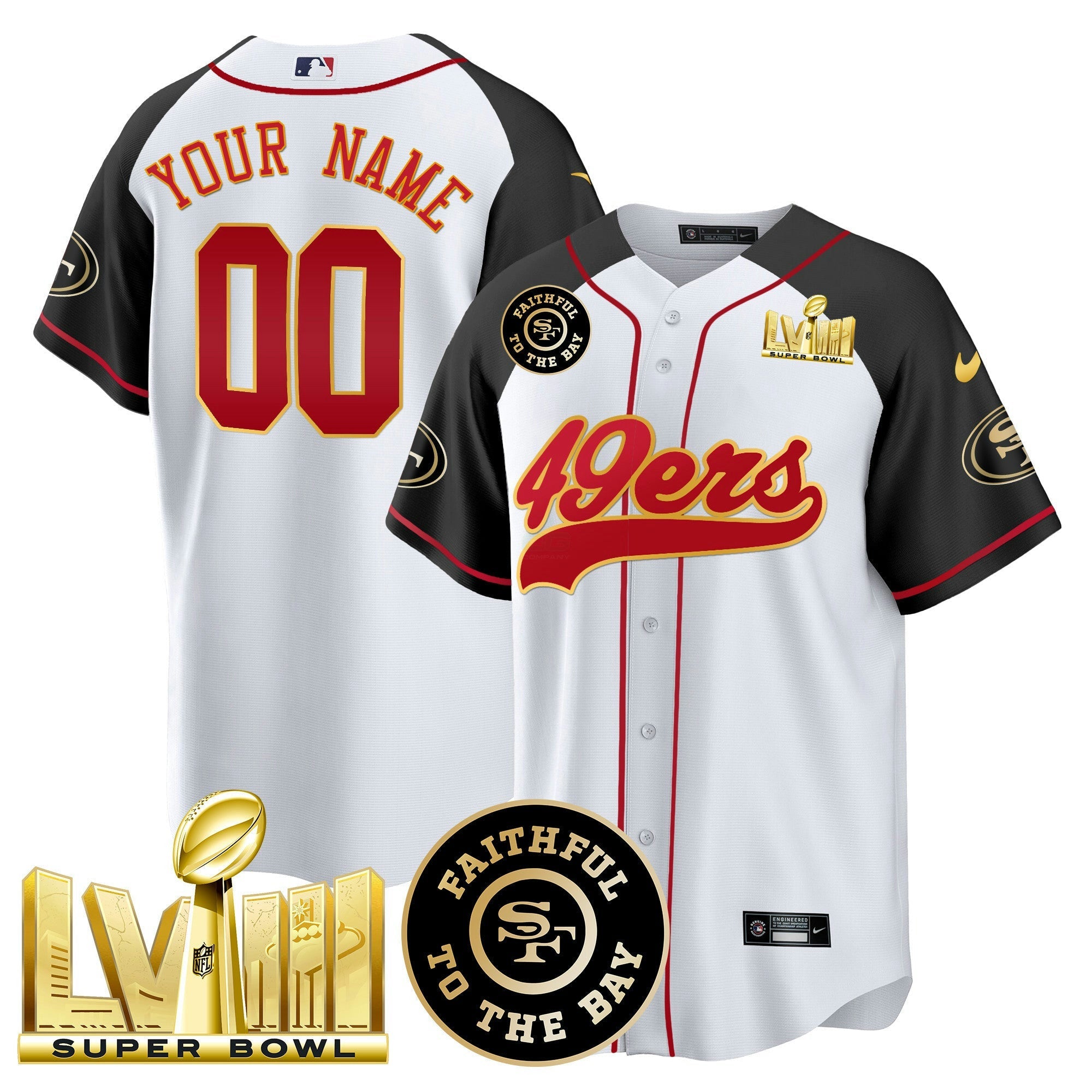 Camisa NFL Faithful & Super Bowl LVIII Dourada Patch Jersey