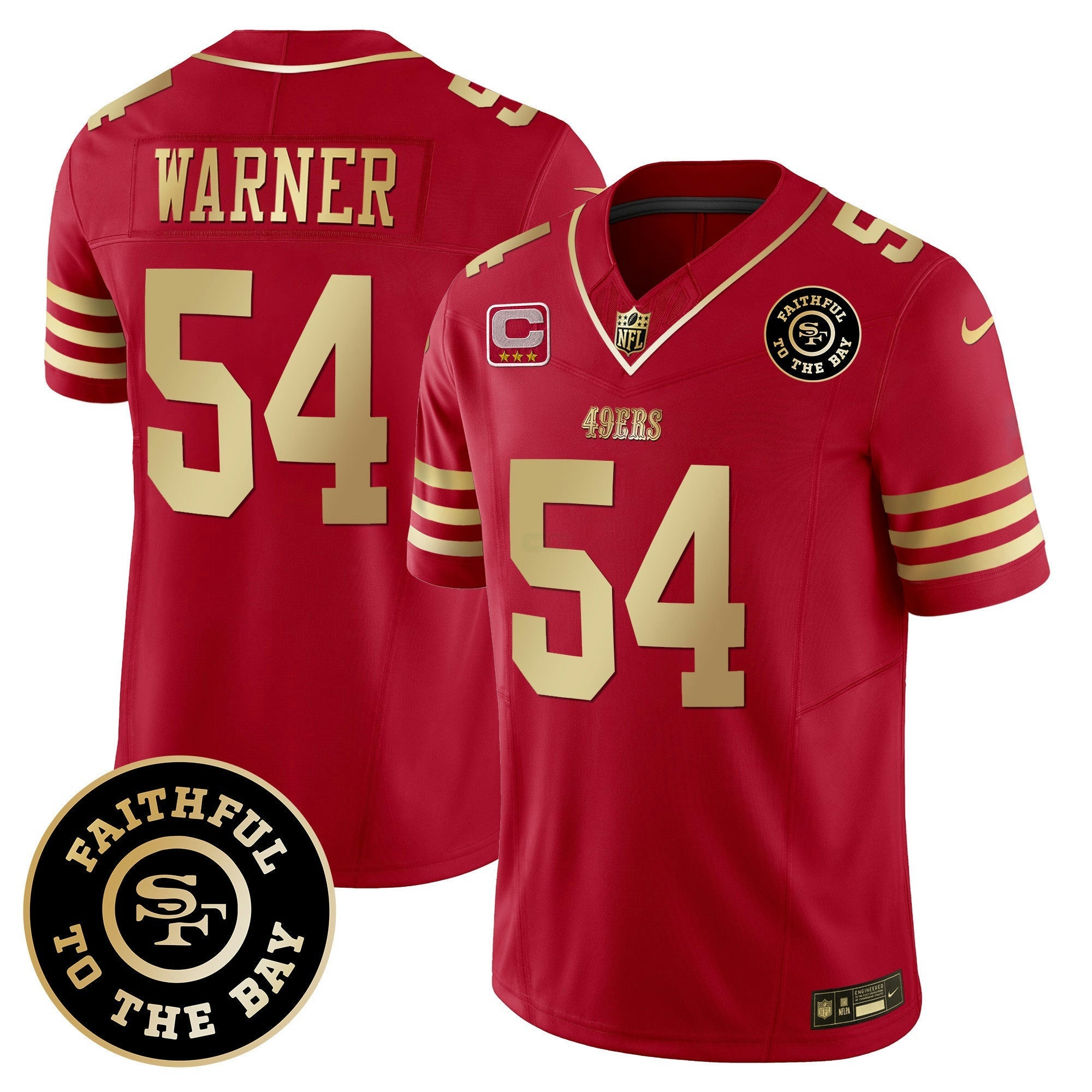 Camisa NFL Faithful To The Bay Patch Escarlate Dourada Vapor Limited Jersey