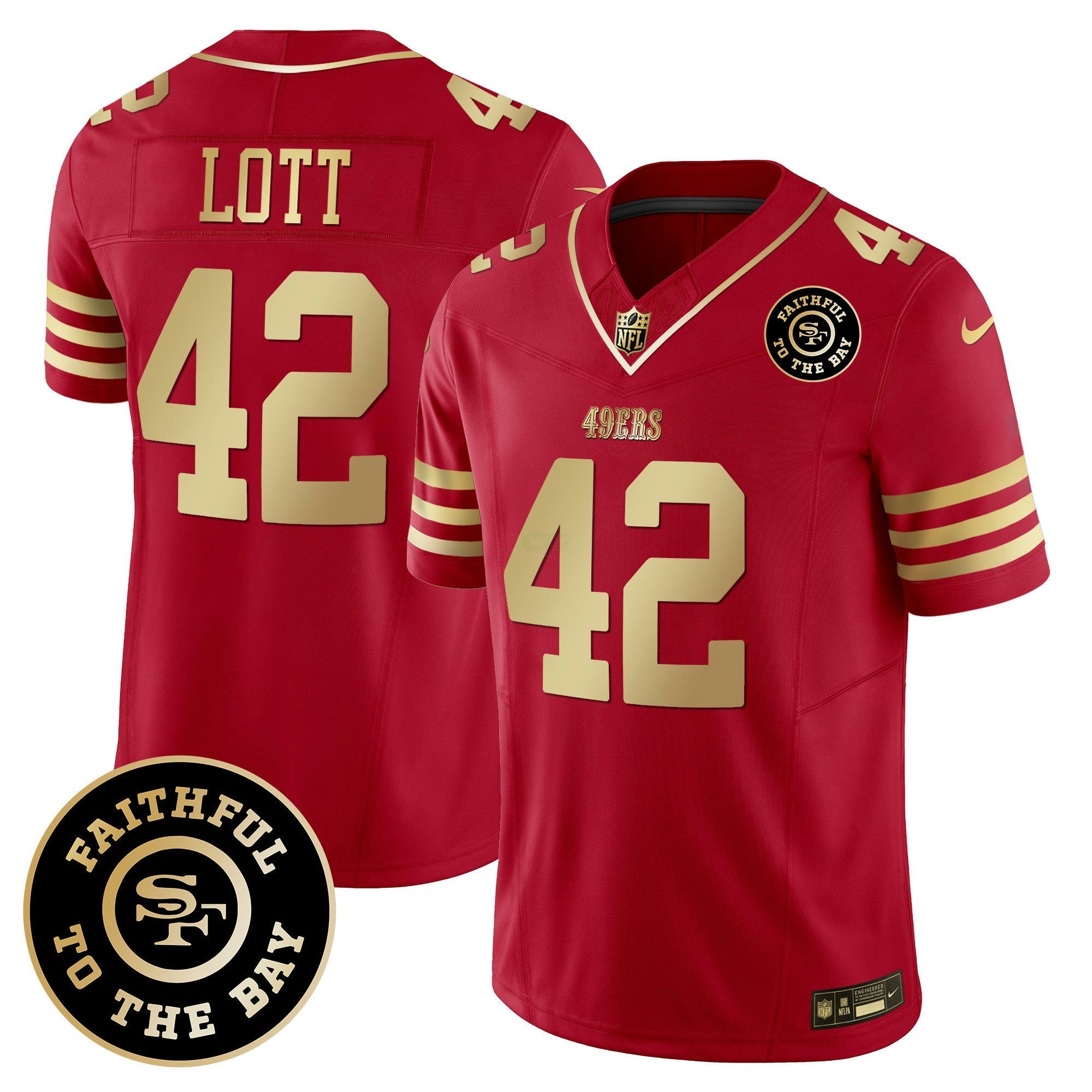 Camisa NFL Faithful To The Bay Patch Escarlate Dourada Vapor Limited Jersey