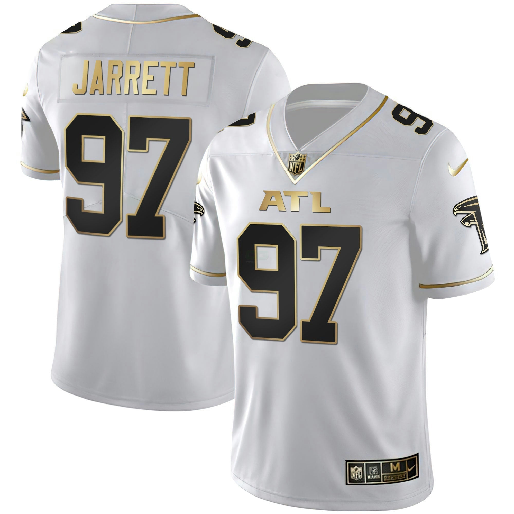 Camisa NFL Grady Jarrett Atlanta Preta Dourada & Branca Dourada Jersey