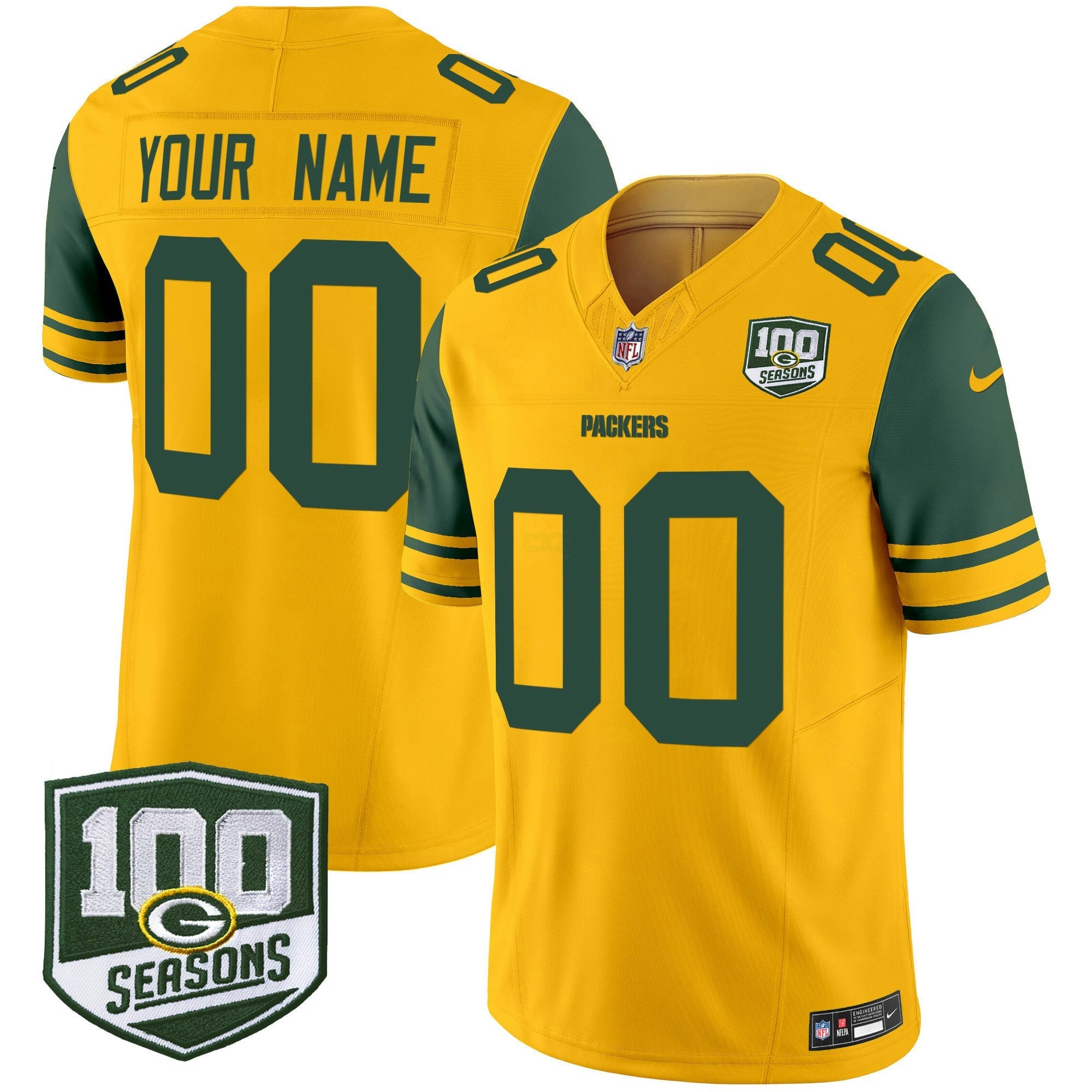 Camisa NFL Green Bay Throwback 100th Season Patch Vapor Limited Jersey