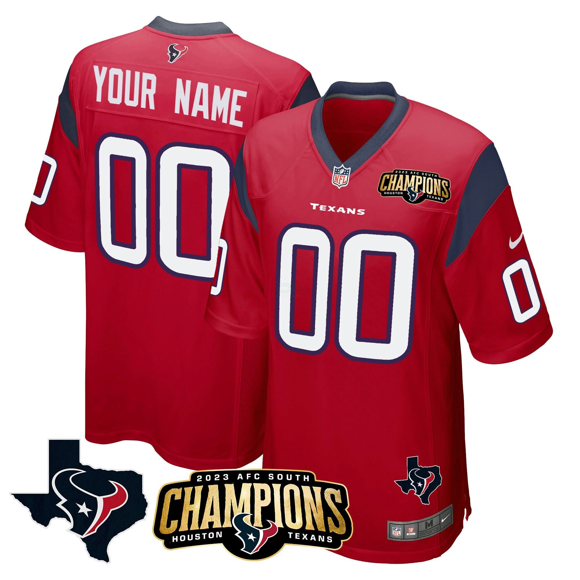 Camisa NFL Houston 2023 AFC South Champions Patch Game Jersey