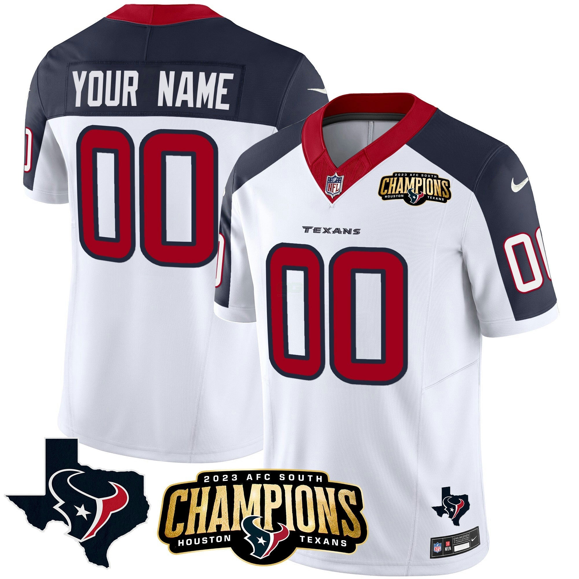 Camisa NFL Houston 2023 AFC South Champions Patch Vapor Jersey