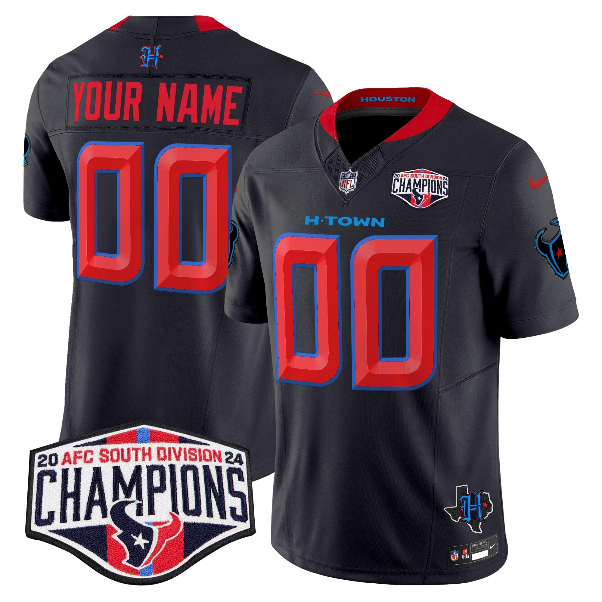 Camisa NFL Houston 2024 AFC South Division Champions Patch Vapor Limited Jersey