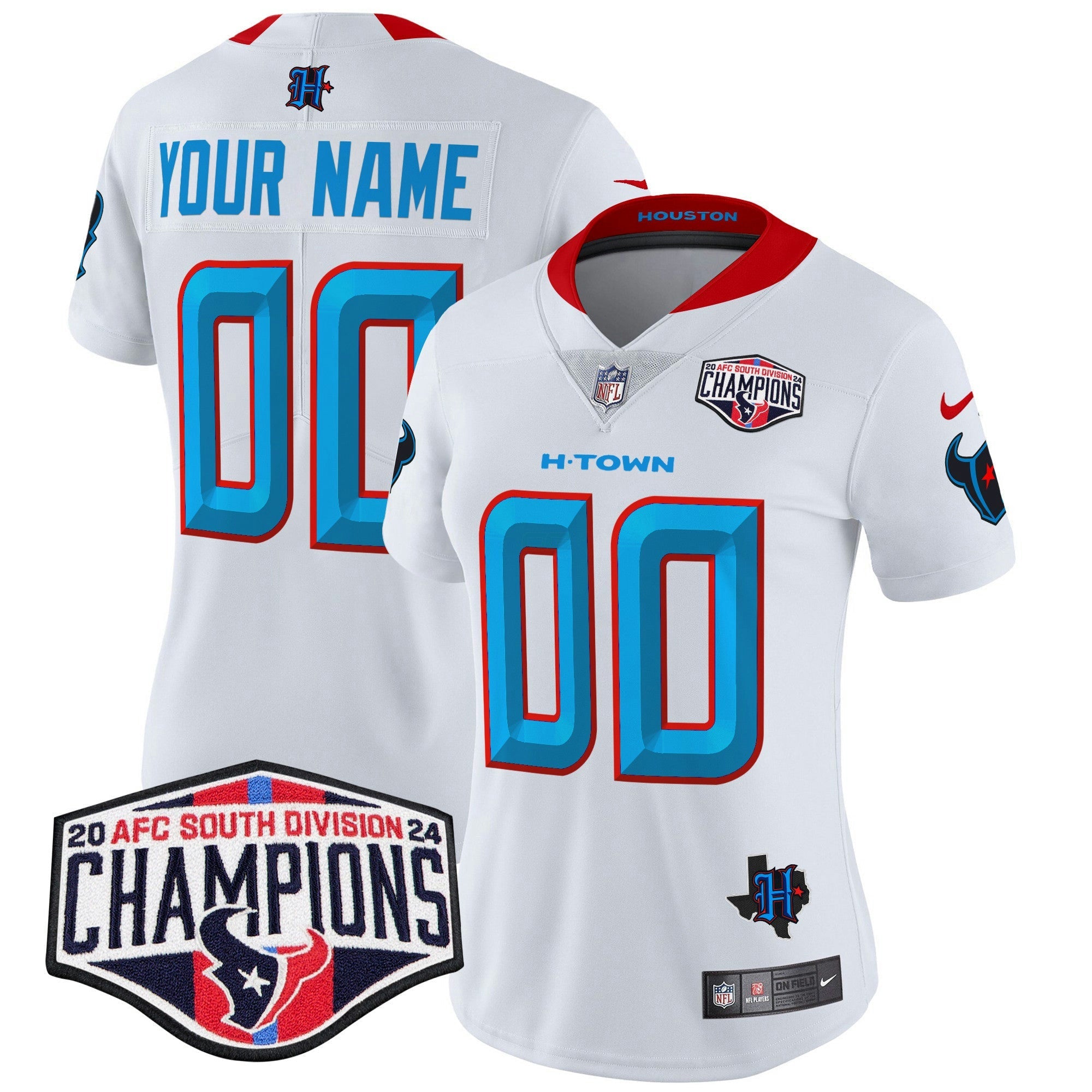 Camisa NFL Houston 2024 AFC South Division Champions Patch Vapor Limited Jersey