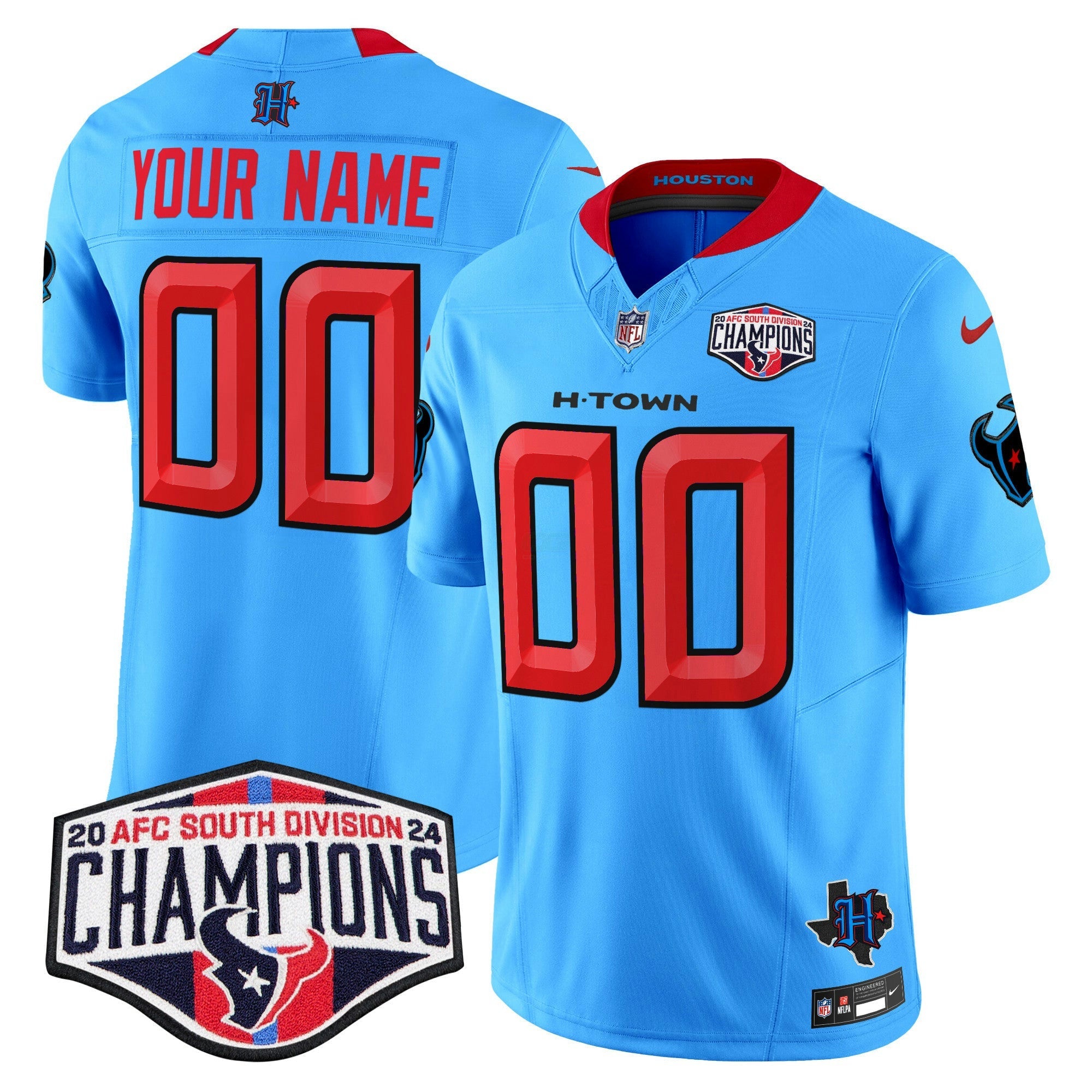 Camisa NFL Houston 2024 AFC South Division Champions Patch Vapor Limited Jersey