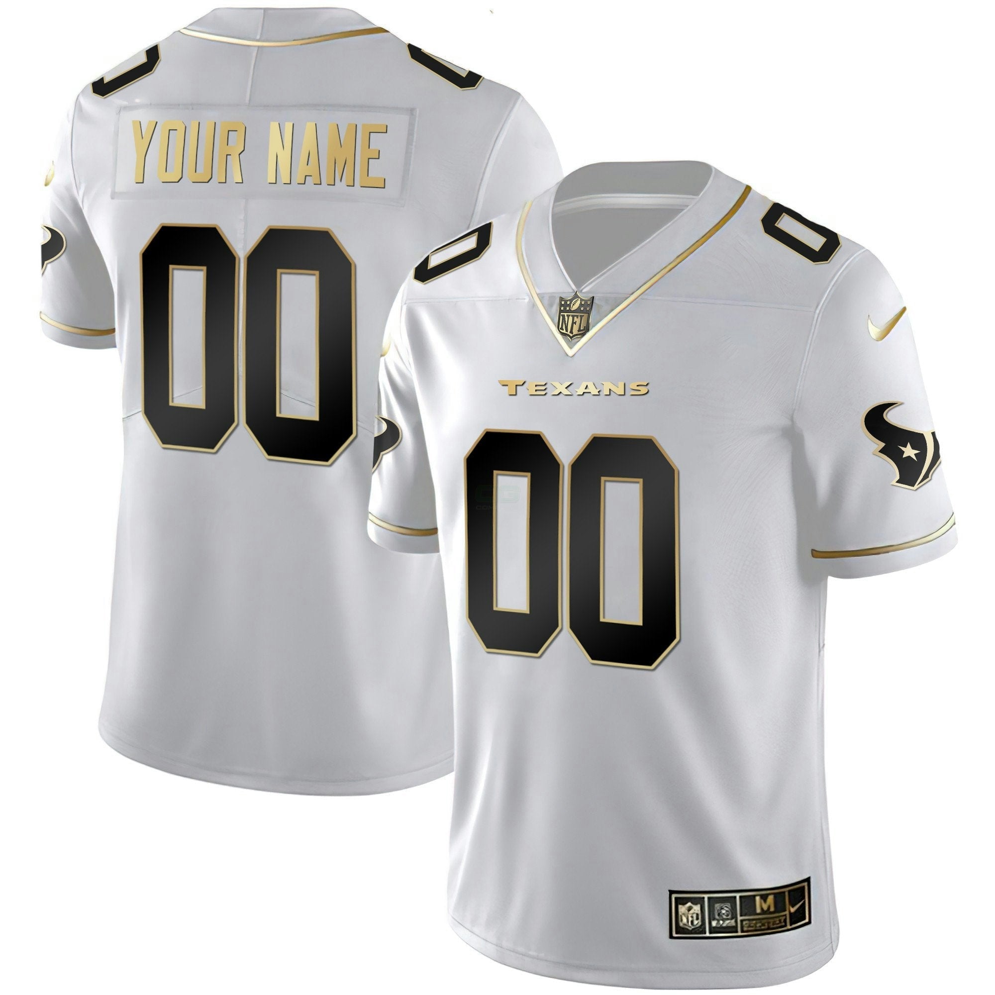 Camisa NFL Houston Black & Branca Dourada Jersey
