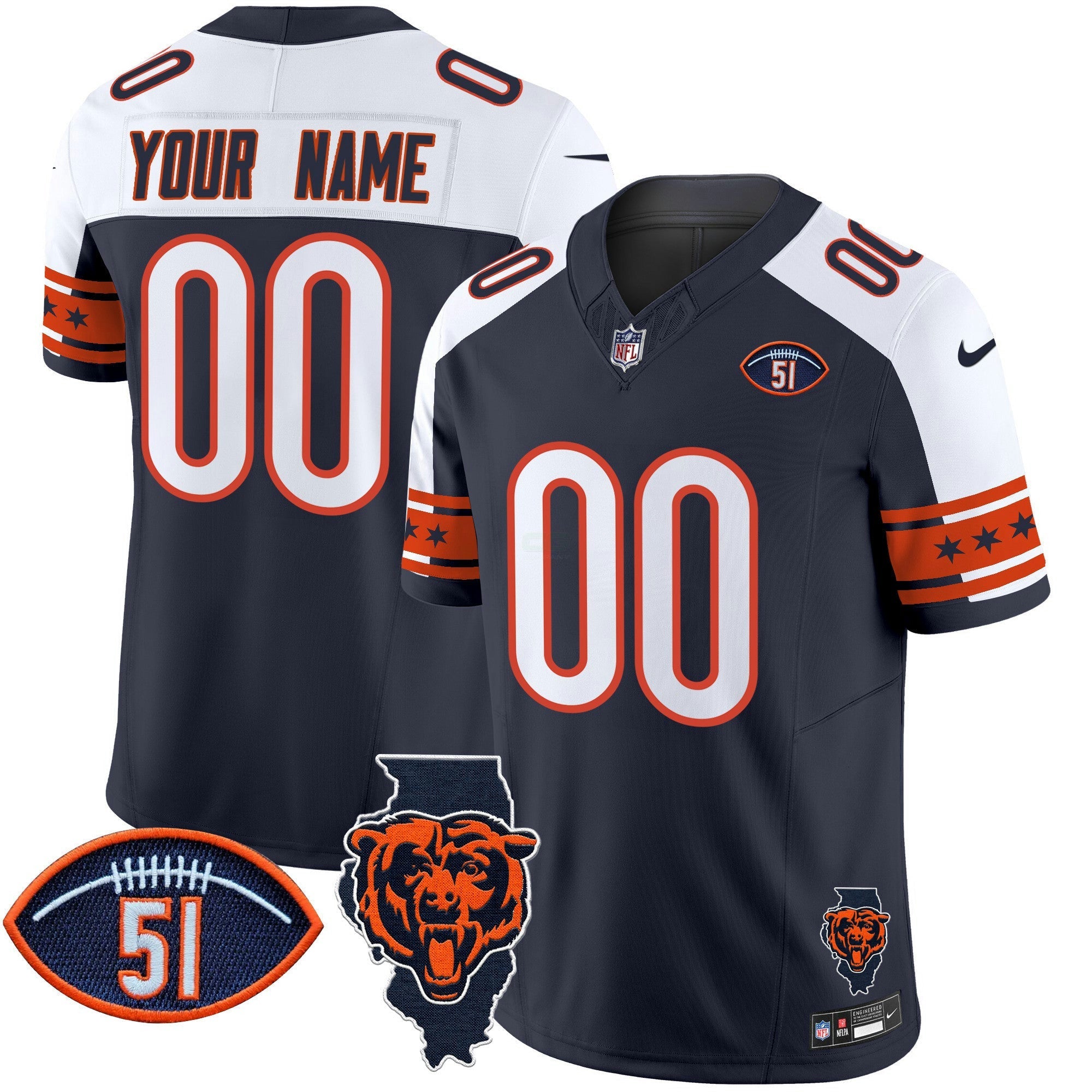 Camisa NFL Illinois & Dick Butkus Patch Vapor Limited Jersey