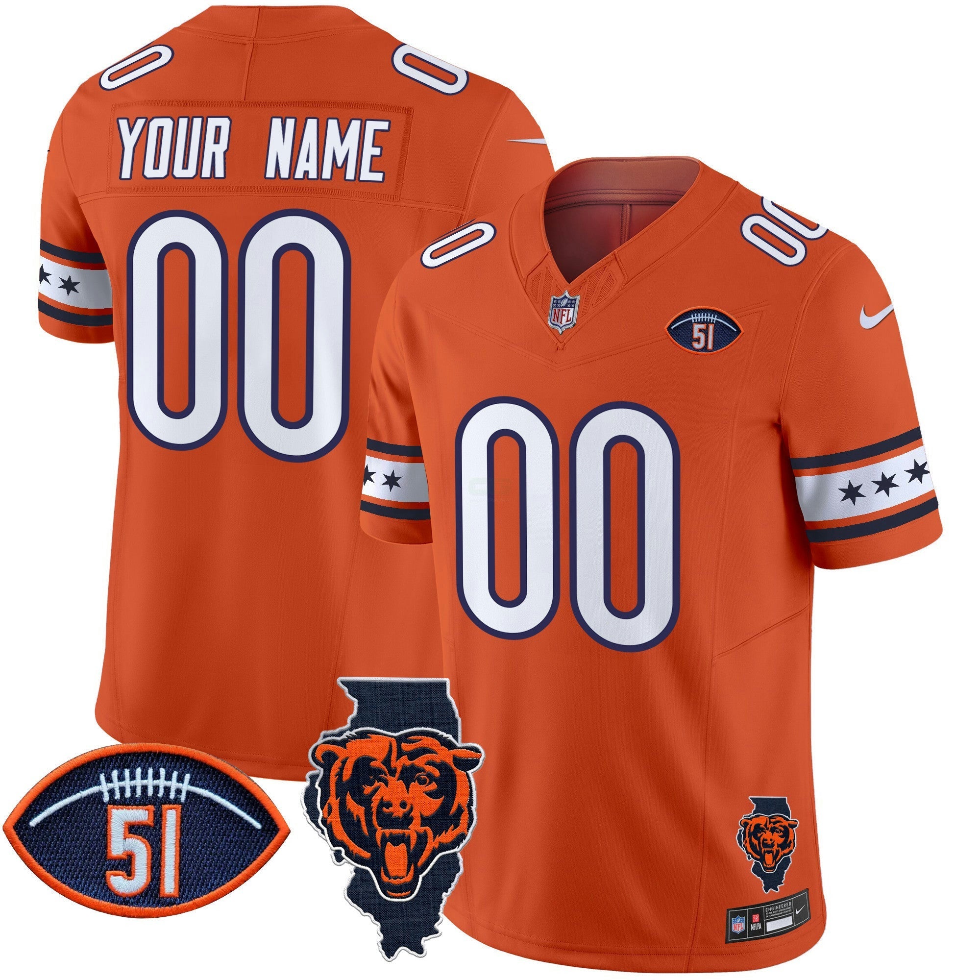 Camisa NFL Illinois & Dick Butkus Patch Vapor Limited Jersey