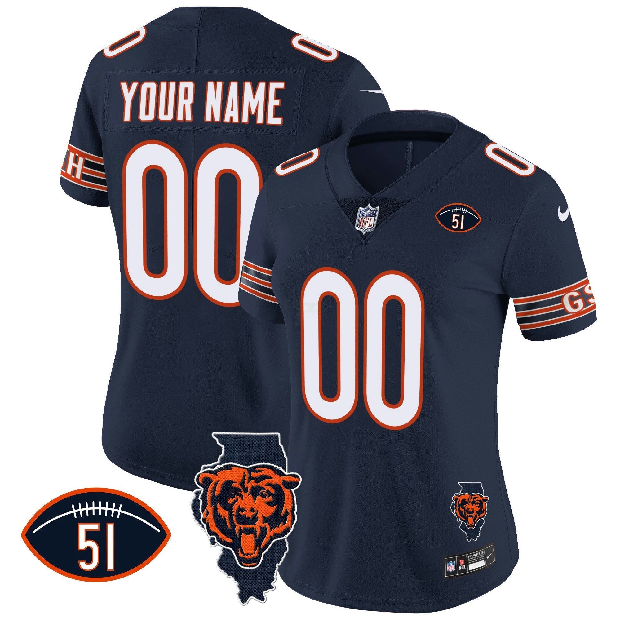 Camisa NFL Illinois Patch Vapor Jersey