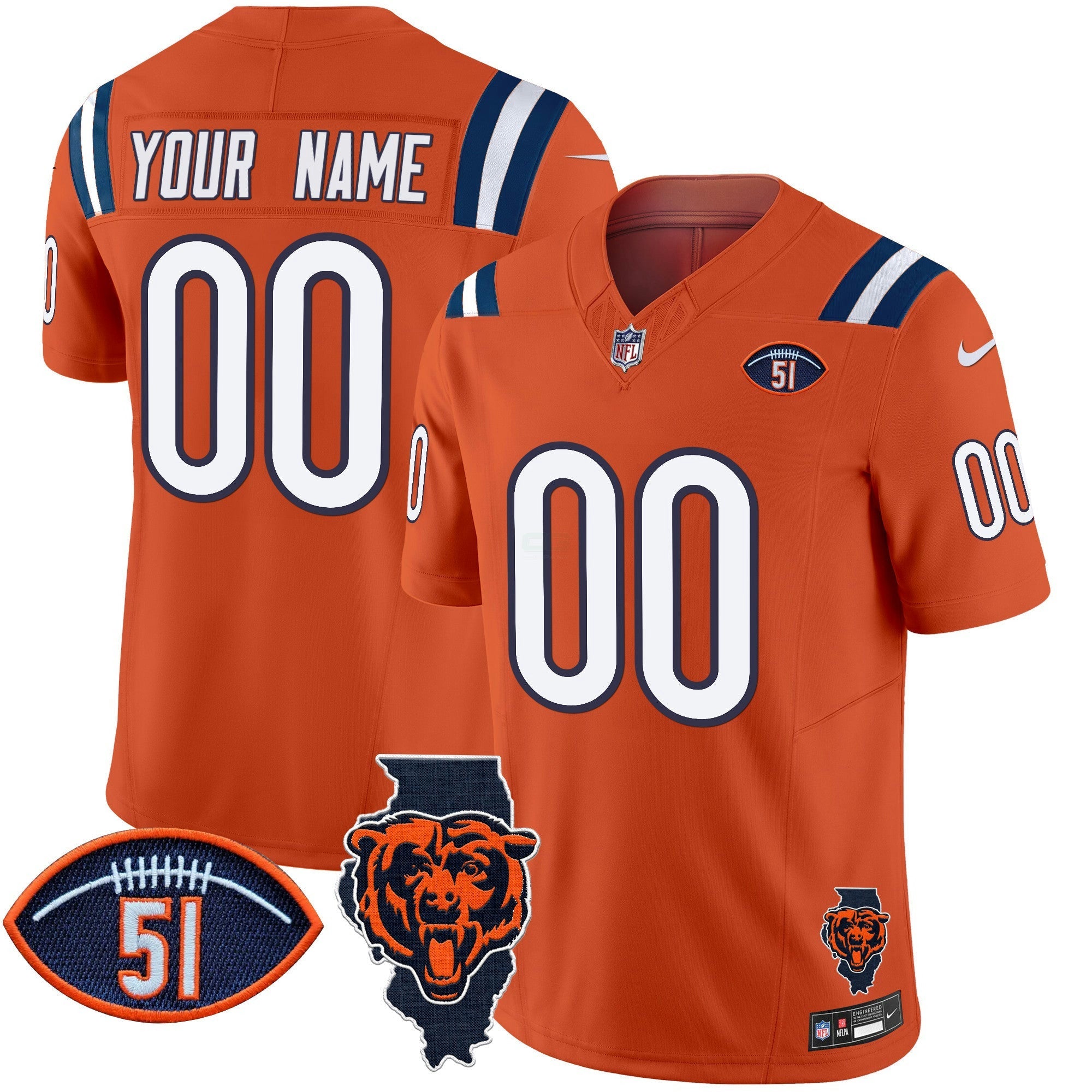 Camisa NFL Illinois Patch Vapor Limited Jersey V2