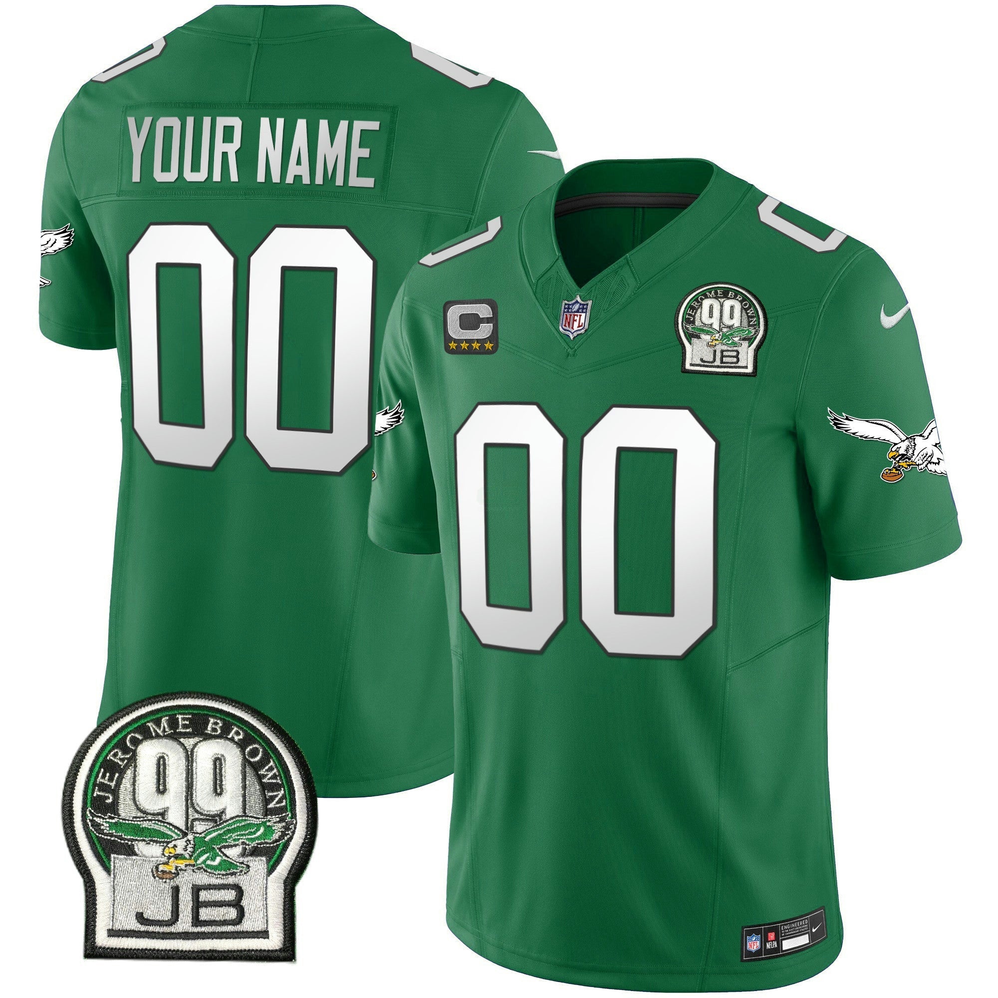 Camisa NFL Jerome Brown Patch Kelly Green Alternativa Jersey