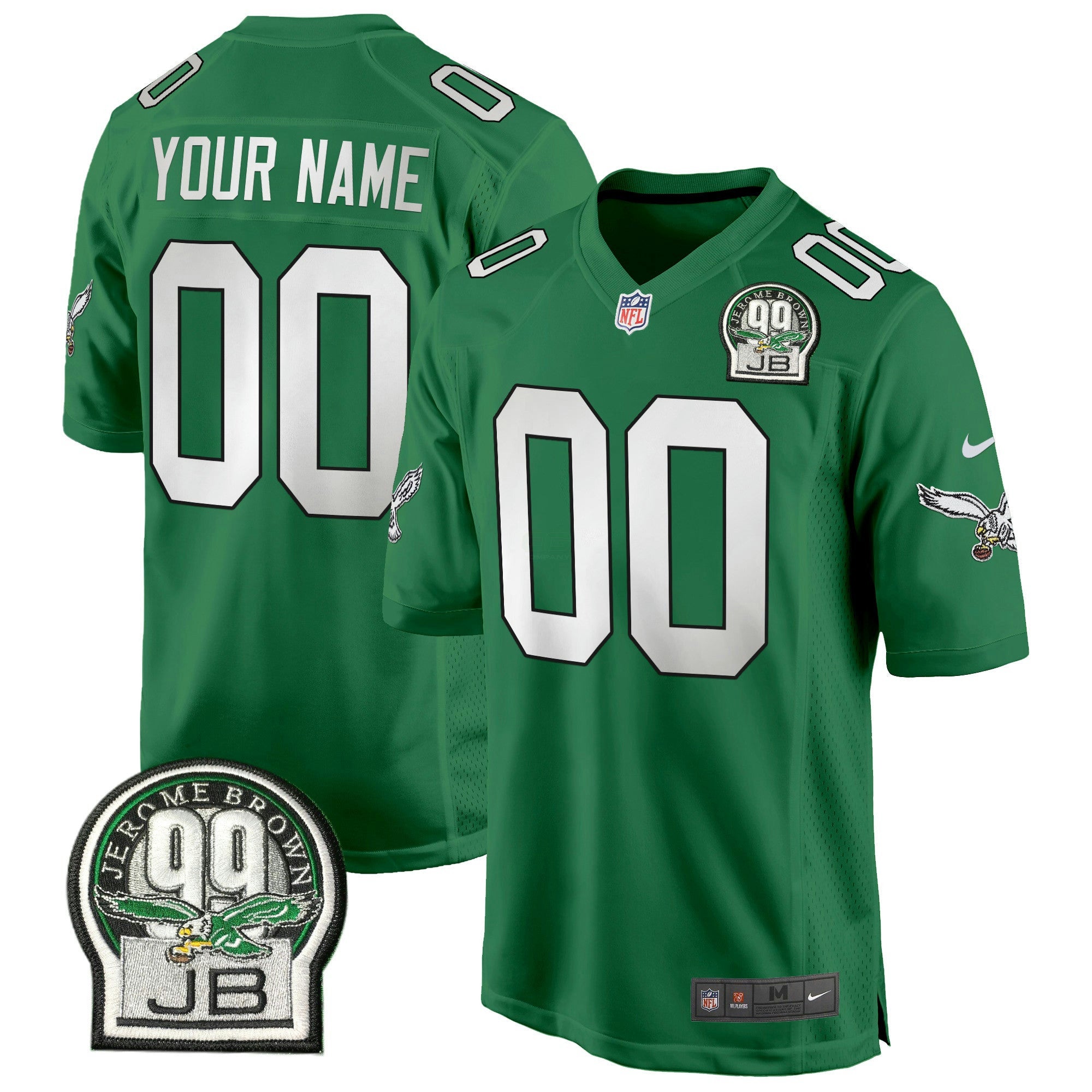 Camisa NFL Jerome Brown Patch Kelly Green Game Jersey