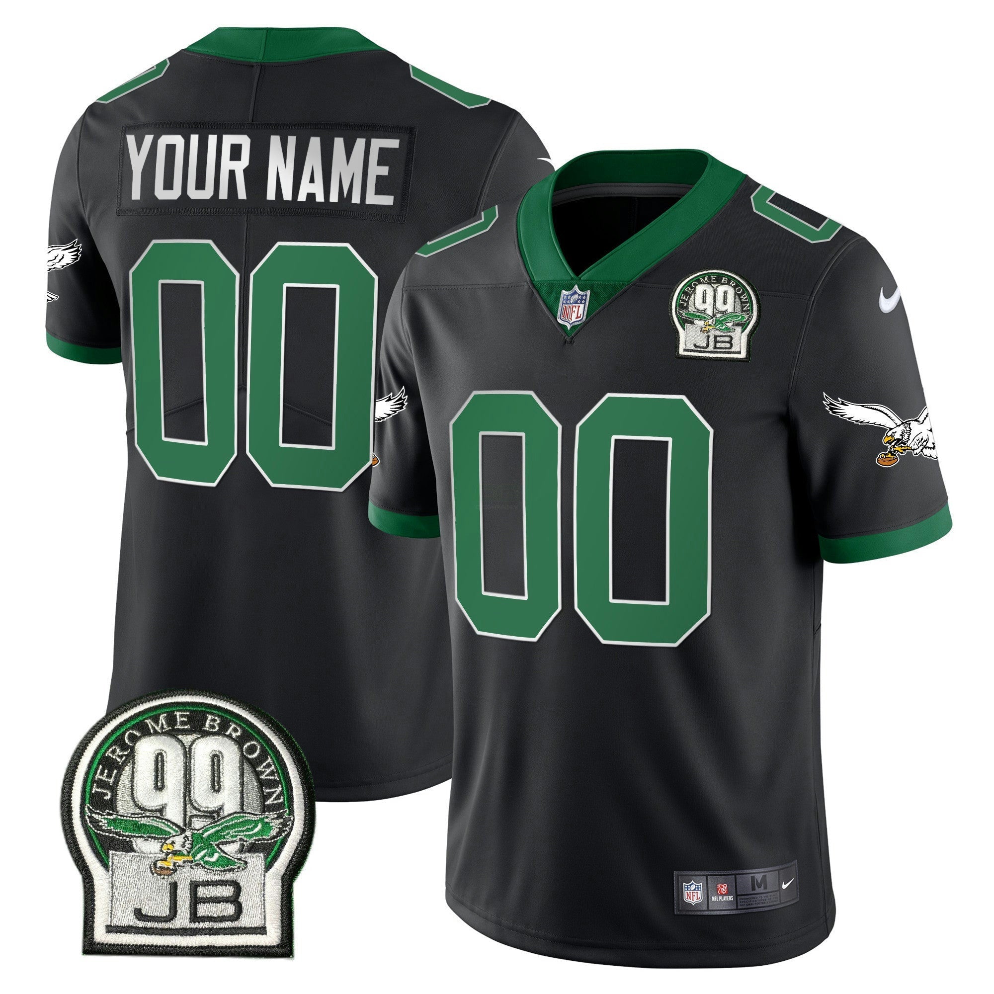Camisa NFL Jerome Brown Retired Patch Dourada & Kelly Jersey