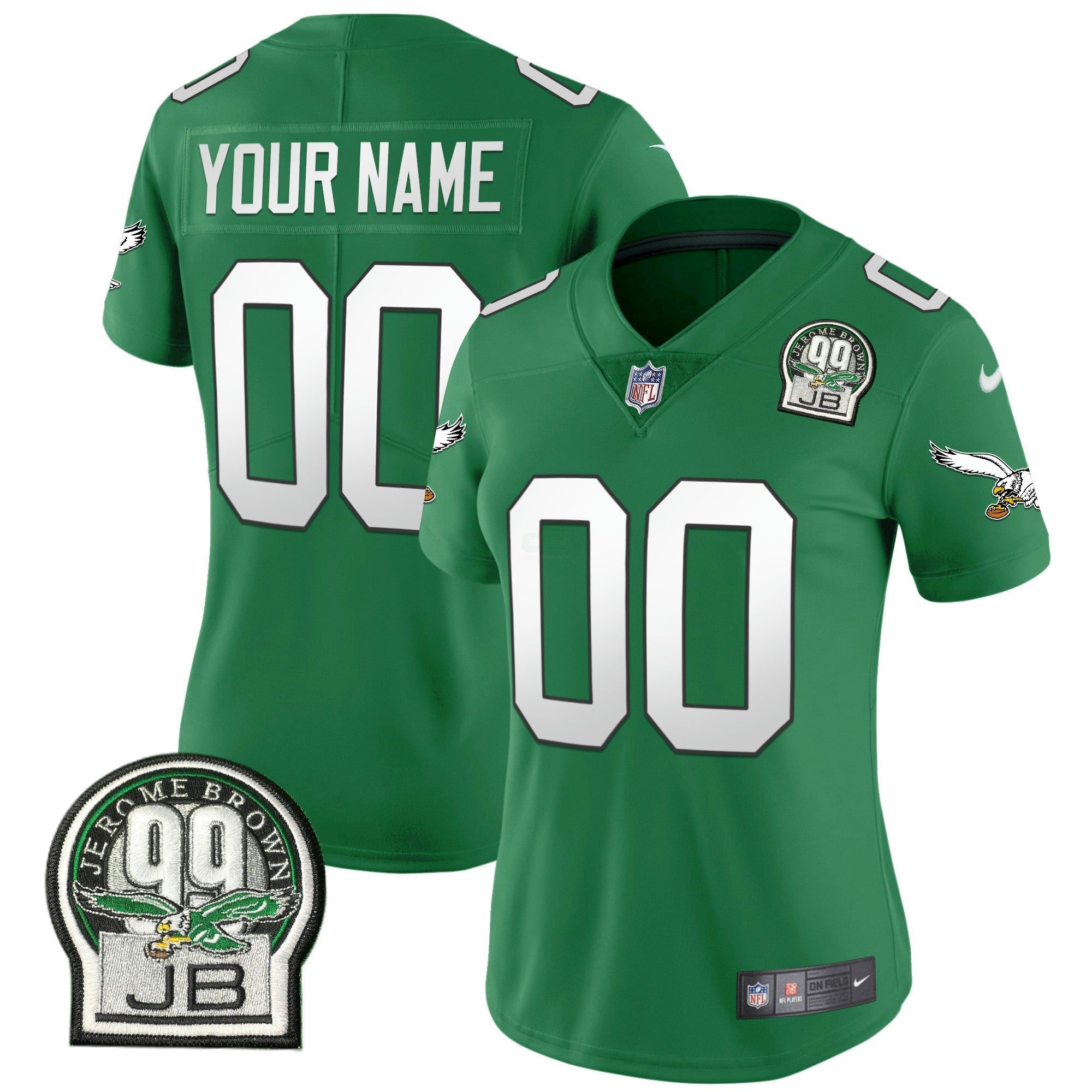 Camisa NFL Jerome Brown Retired Patch Dourada & Kelly Jersey