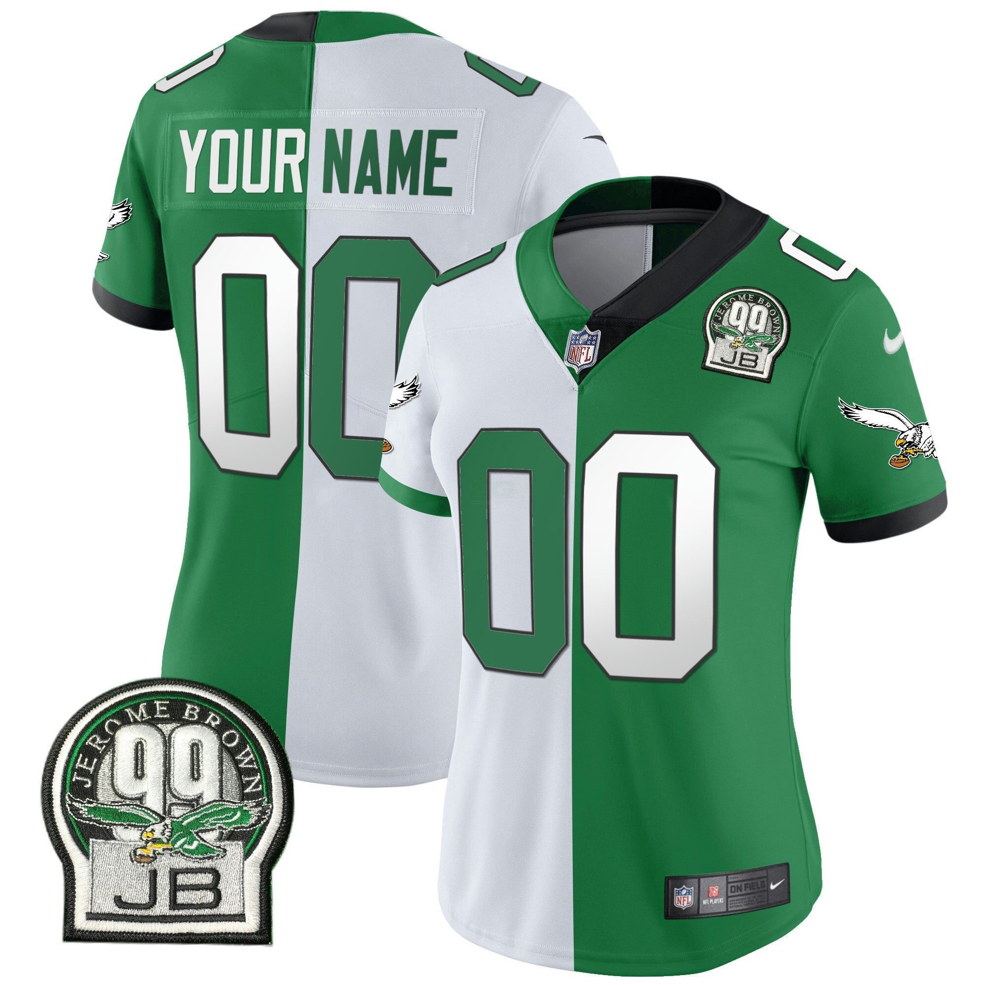 Camisa NFL Jerome Brown Retired Patch Dourada & Kelly Jersey