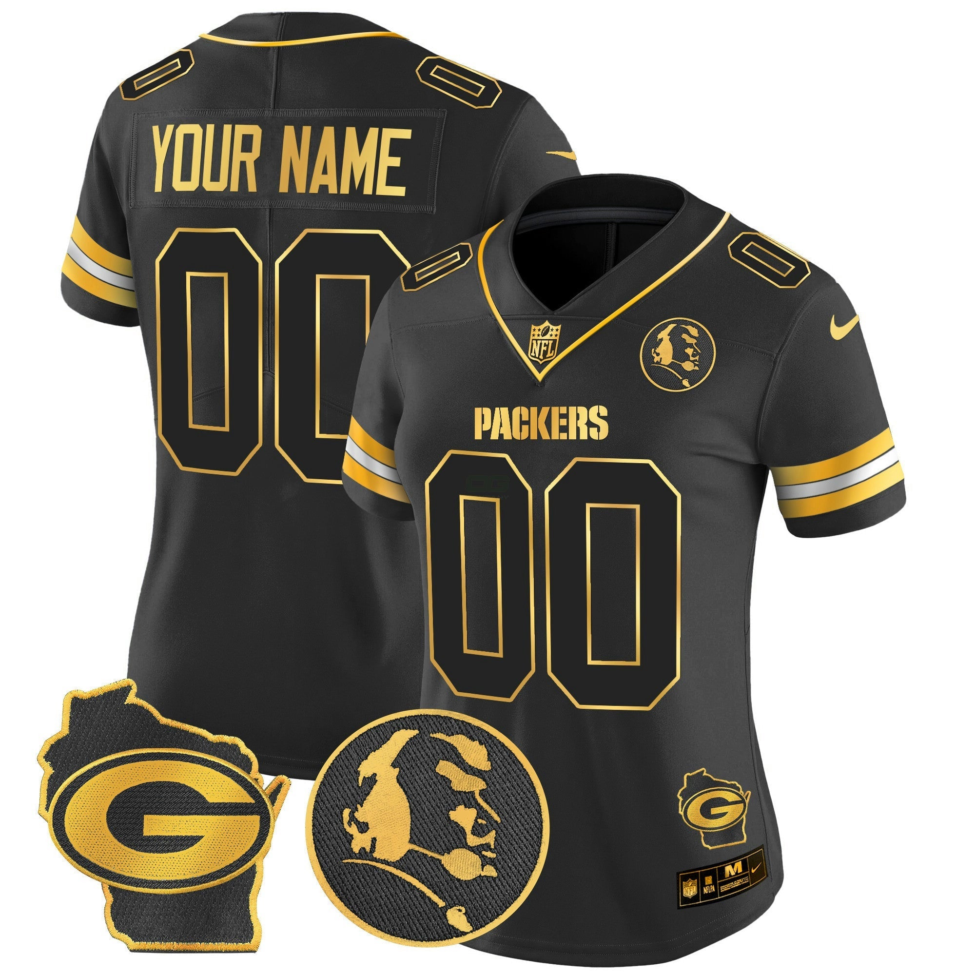 Camisa NFL John Madden & Home Patch Dourada Vapor Limited Jersey