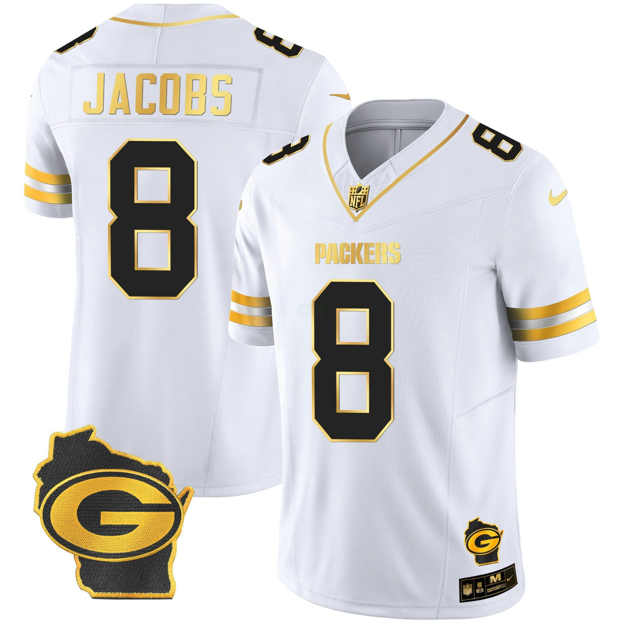 Camisa NFL Josh Jacobs Home Patch Dourada Vapor Jersey
