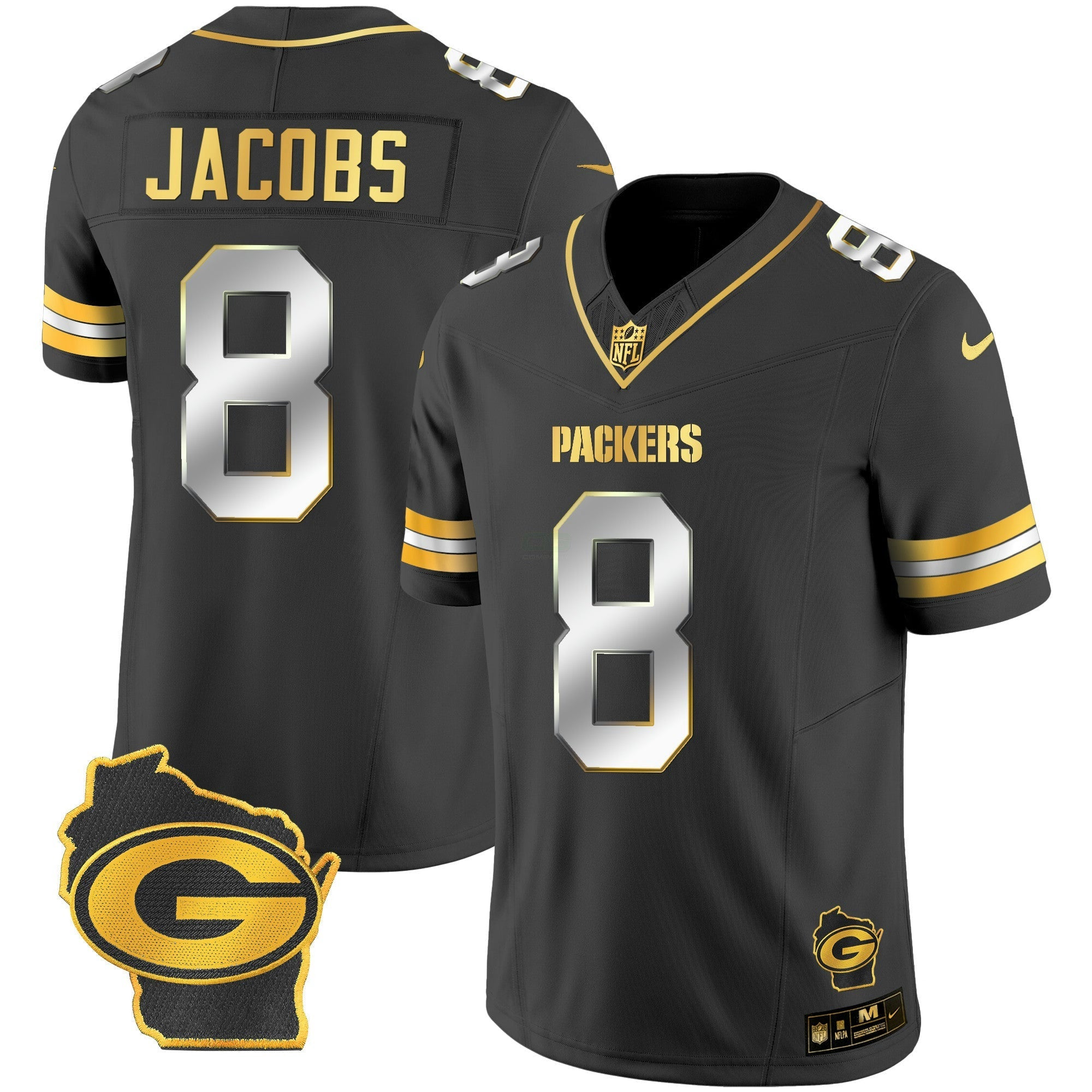 Camisa NFL Josh Jacobs Home Patch Dourada Vapor Jersey