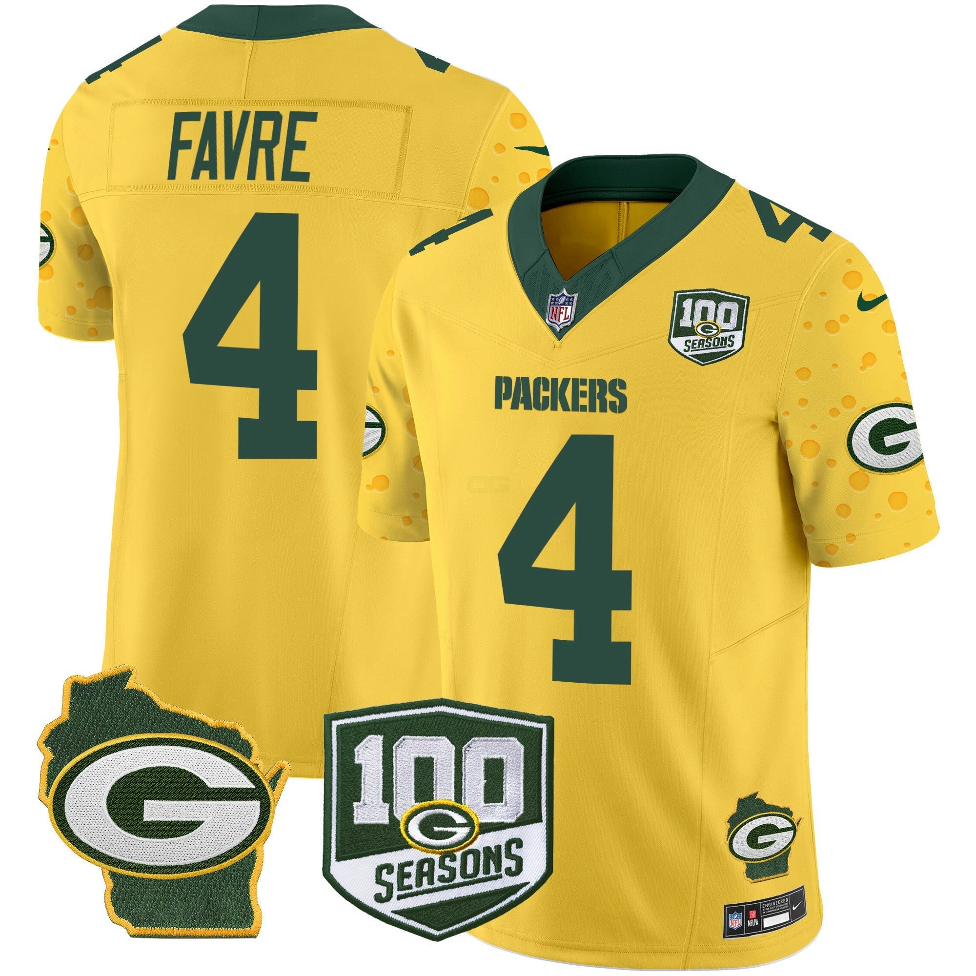 Camisa NFL Men’s 100th Season & Home Patch Cheese Vapor Limited Jersey