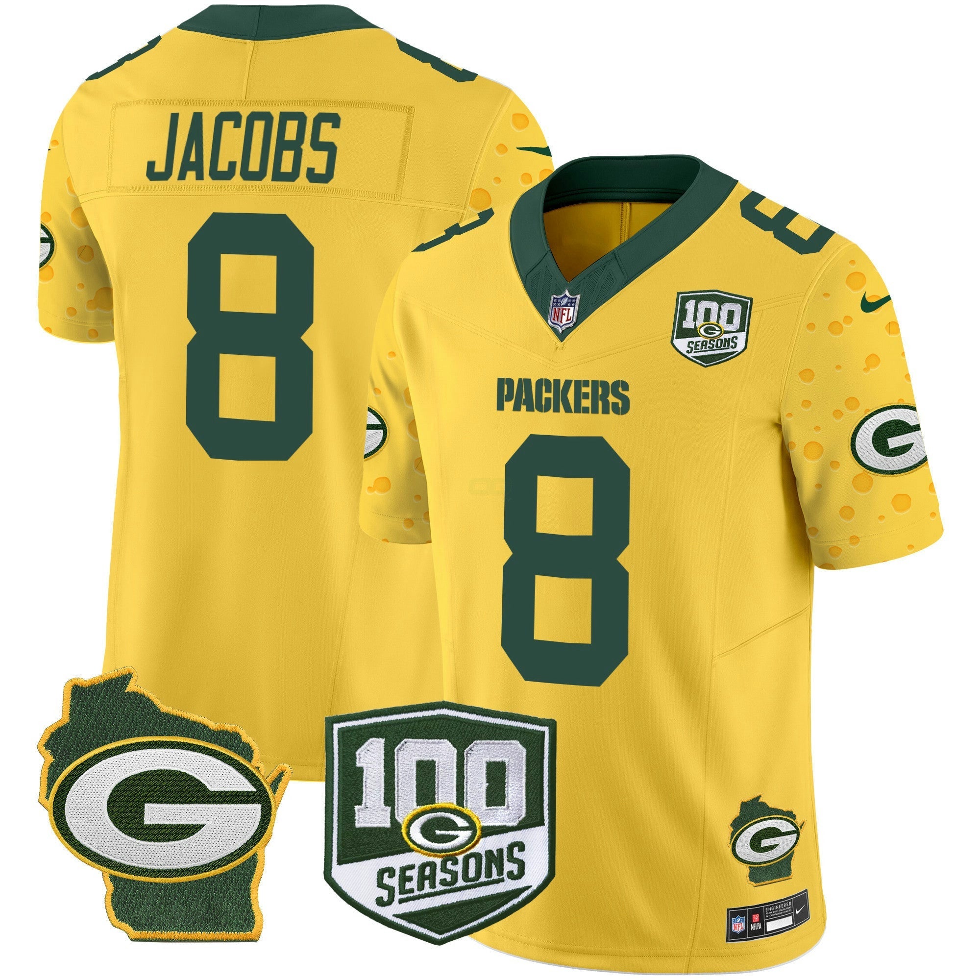 Camisa NFL Men’s 100th Season & Home Patch Cheese Vapor Limited Jersey