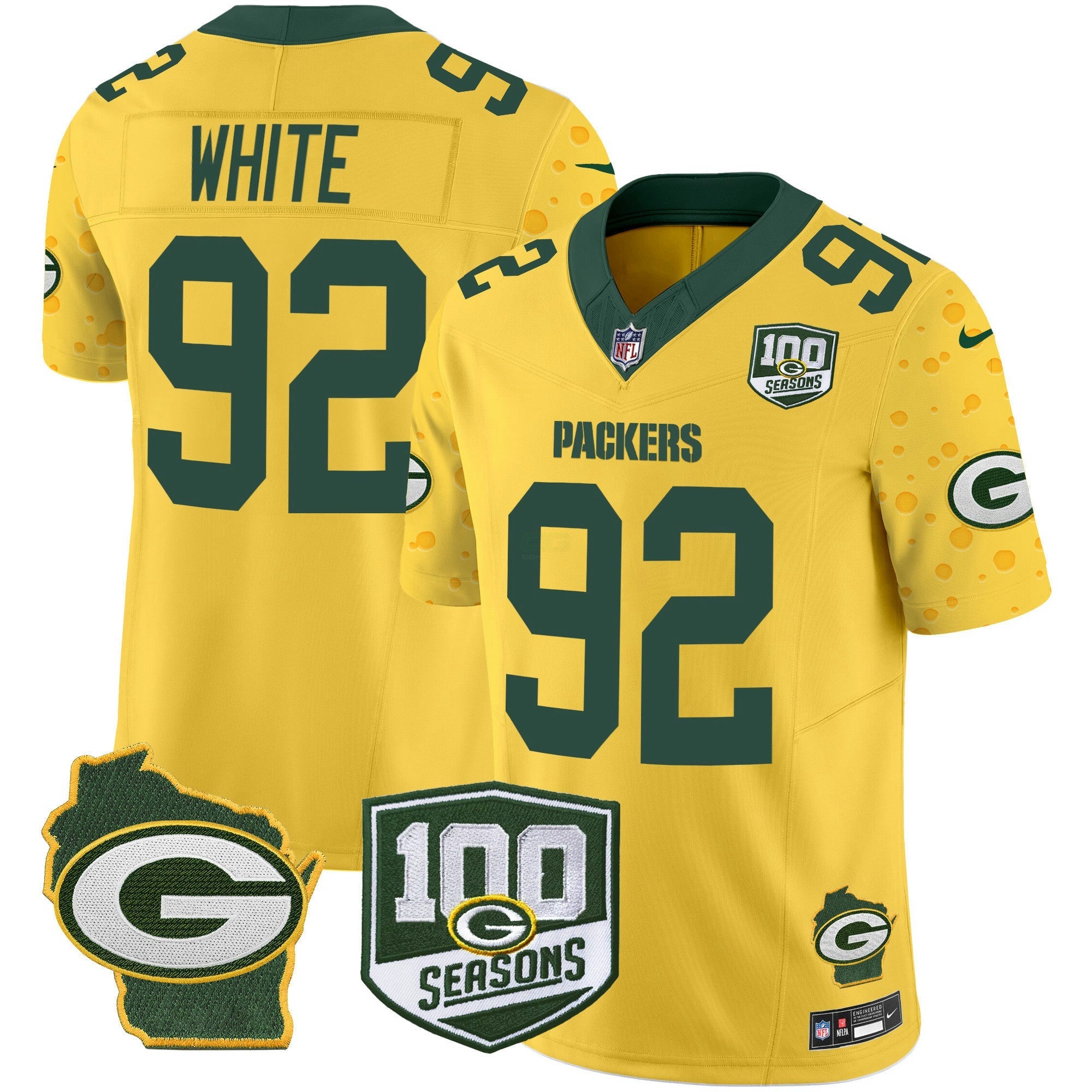 Camisa NFL Men’s 100th Season & Home Patch Cheese Vapor Limited Jersey
