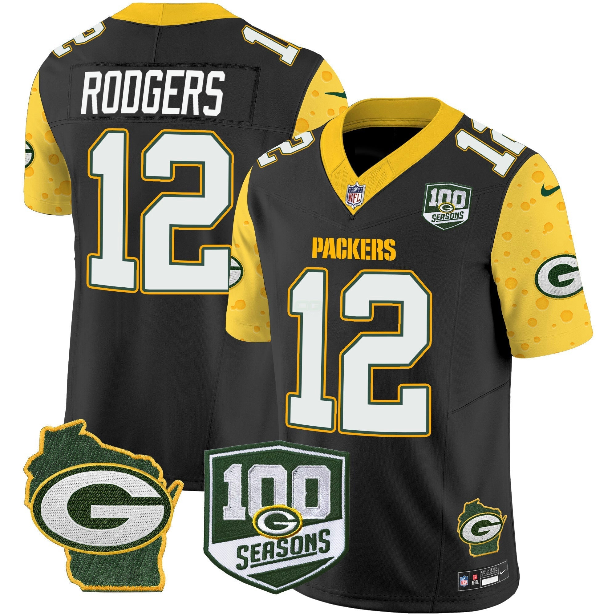 Camisa NFL Men’s 100th Season & Home Patch Cheese Vapor Limited Jersey