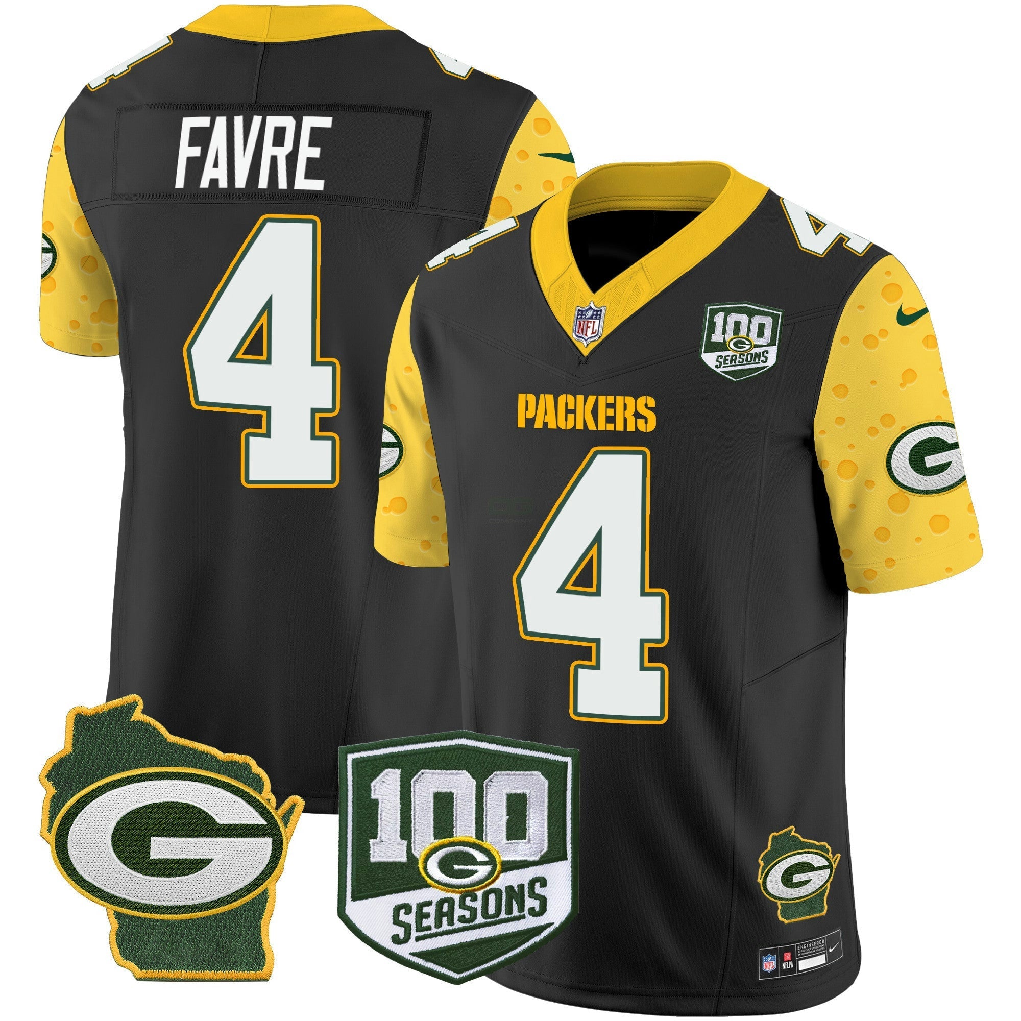 Camisa NFL Men’s 100th Season & Home Patch Cheese Vapor Limited Jersey