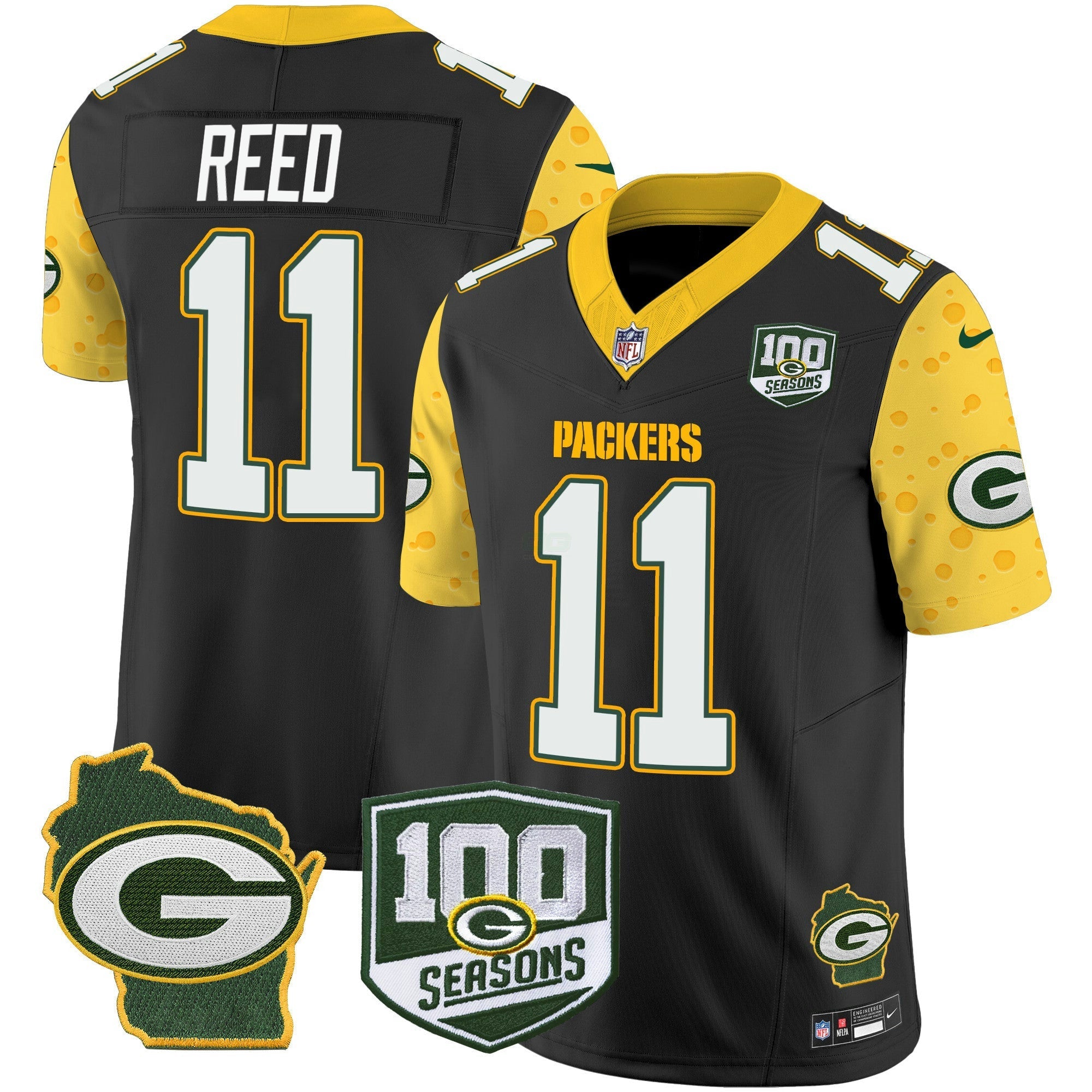 Camisa NFL Men’s 100th Season & Home Patch Cheese Vapor Limited Jersey