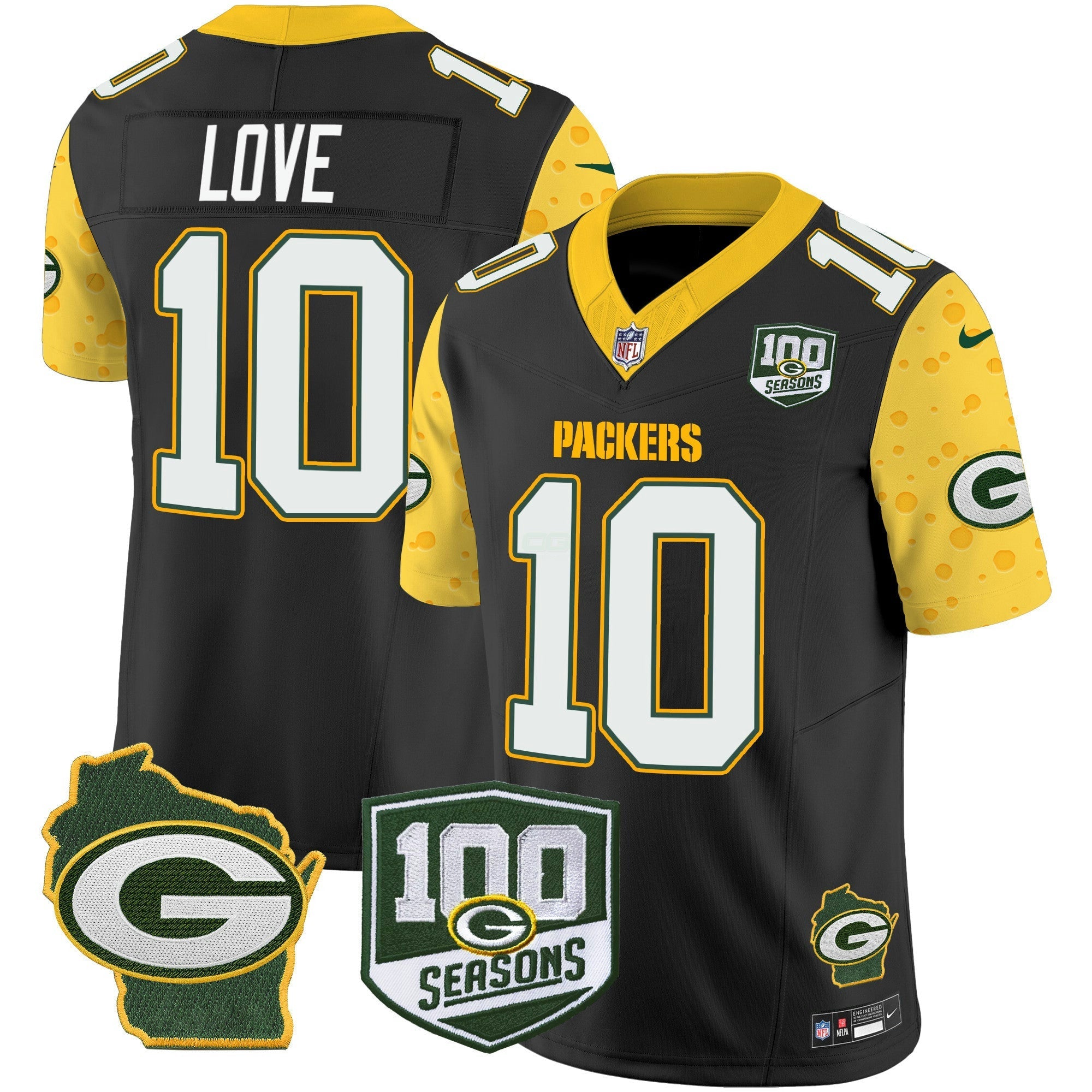 Camisa NFL Men’s 100th Season & Home Patch Cheese Vapor Limited Jersey