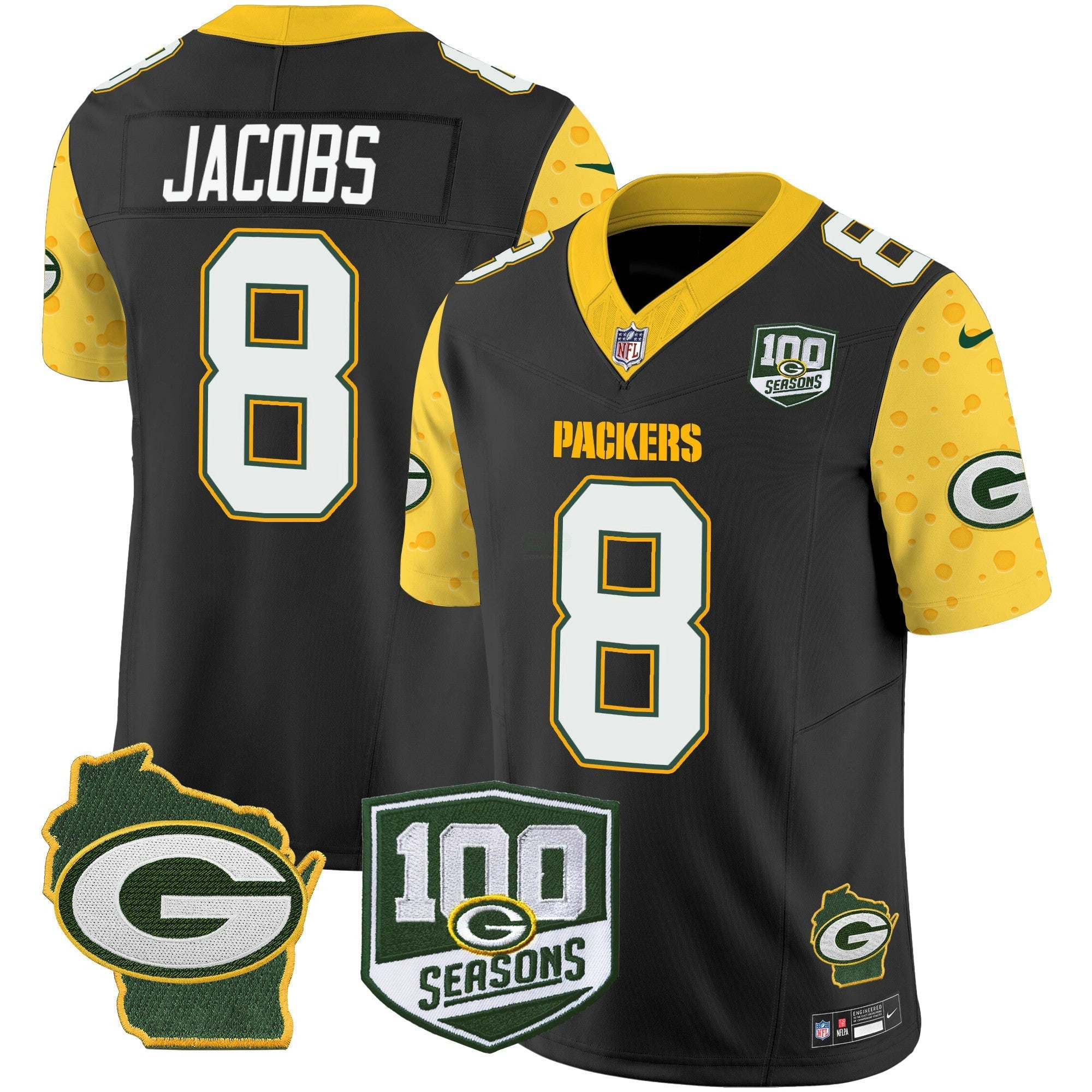 Camisa NFL Men’s 100th Season & Home Patch Cheese Vapor Limited Jersey