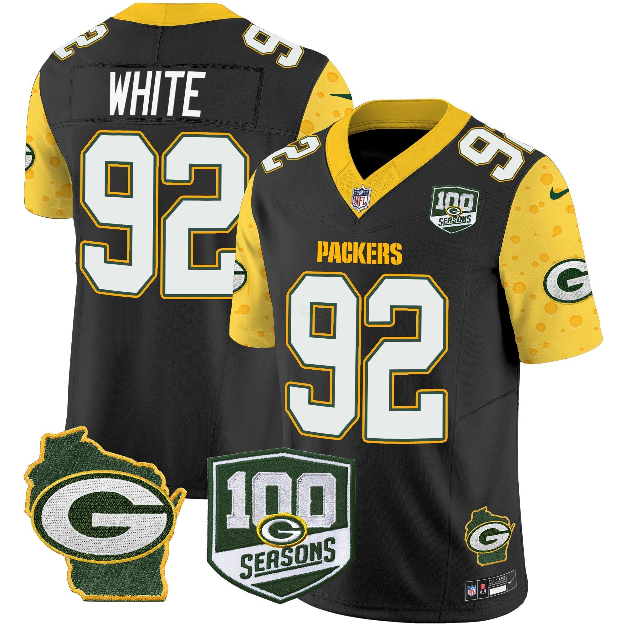 Camisa NFL Men’s 100th Season & Home Patch Cheese Vapor Limited Jersey
