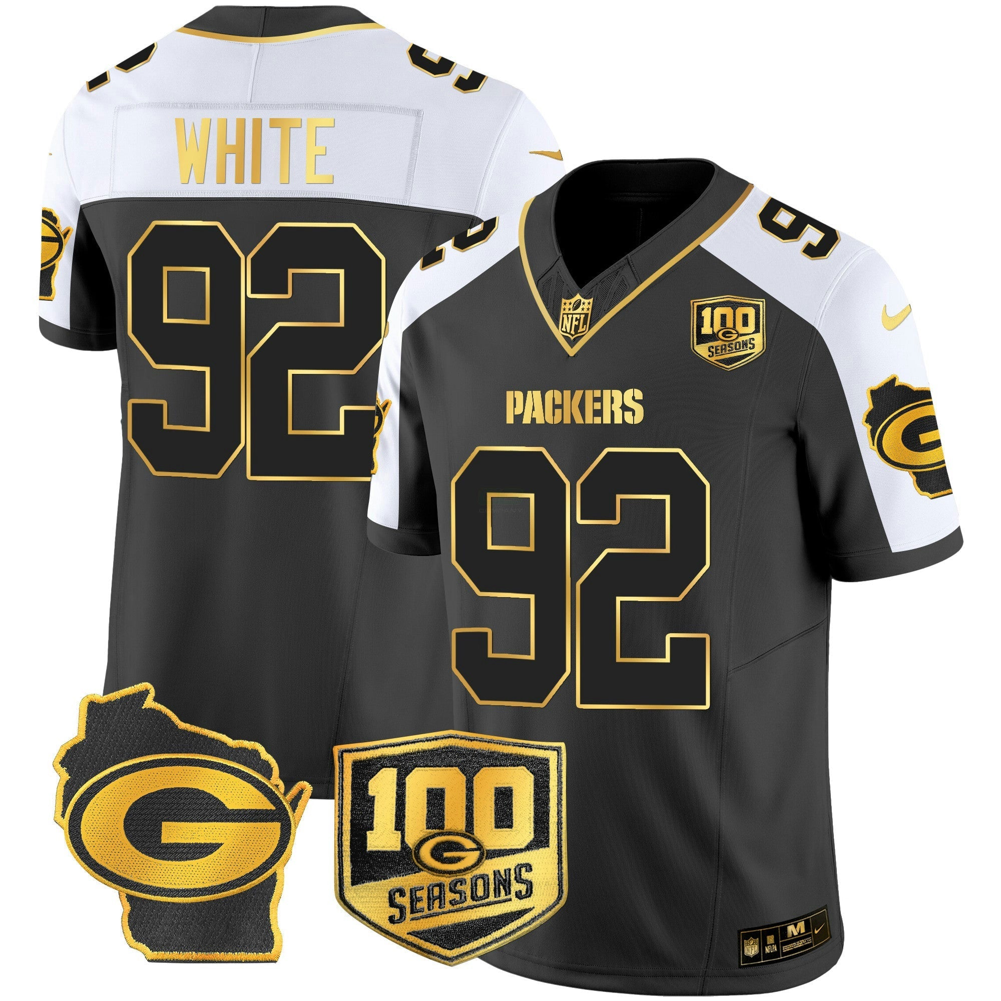 Camisa NFL Men’s 100th Season & Home Patch Dourada Vapor Limited Jersey