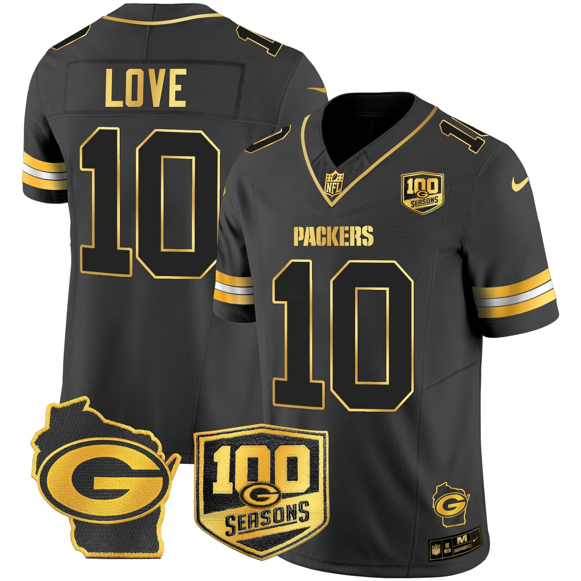 Camisa NFL Men’s 100th Season & Home Patch Dourada Vapor Limited Jersey
