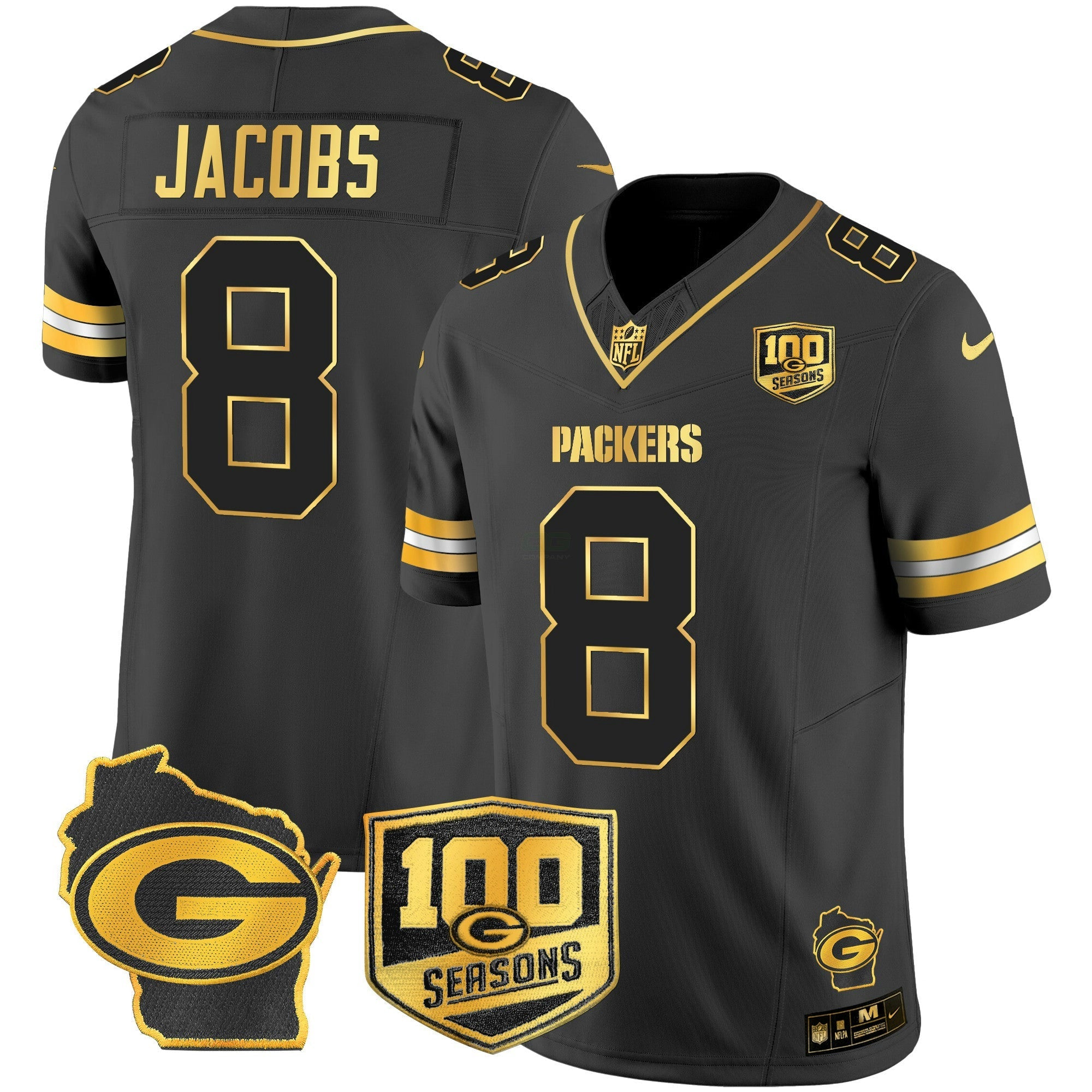 Camisa NFL Men’s 100th Season & Home Patch Dourada Vapor Limited Jersey