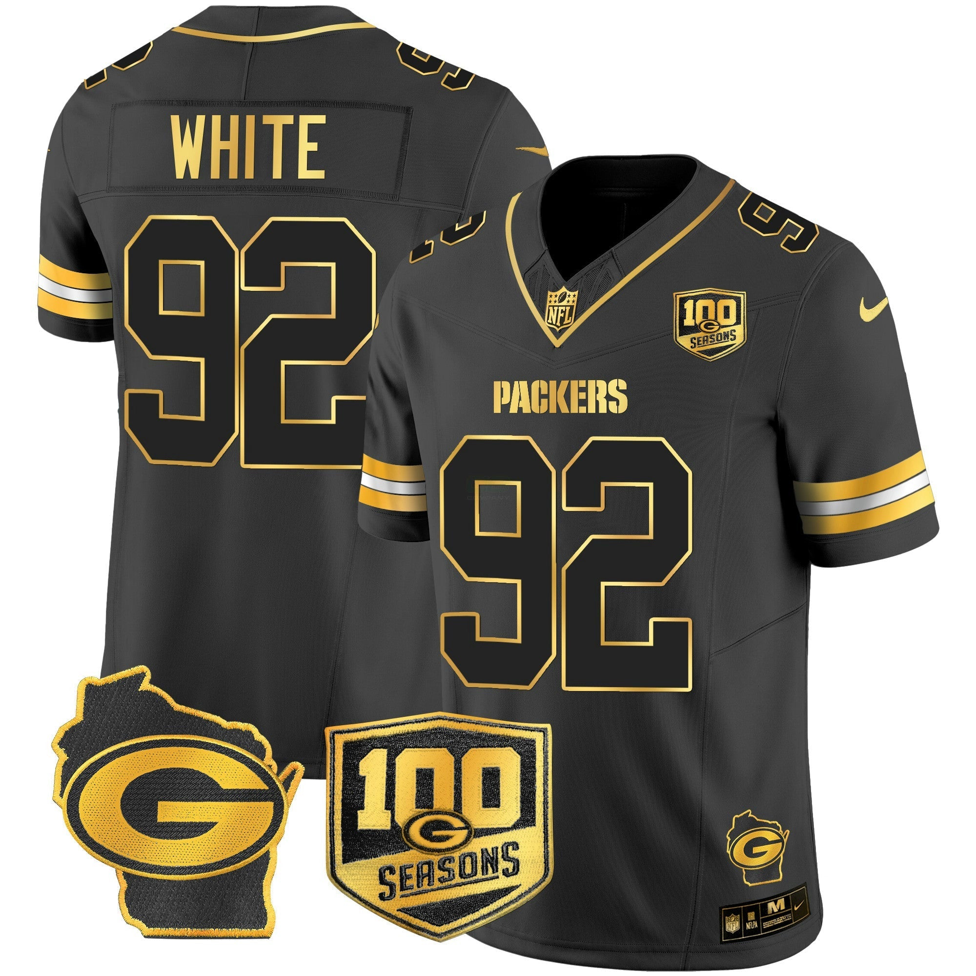 Camisa NFL Men’s 100th Season & Home Patch Dourada Vapor Limited Jersey