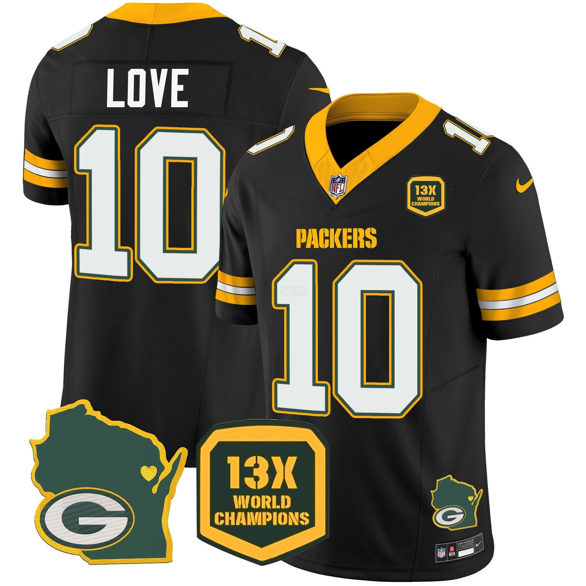 Camisa NFL Men’s 13 Time World Champions & Home Patch Vapor Jersey V2