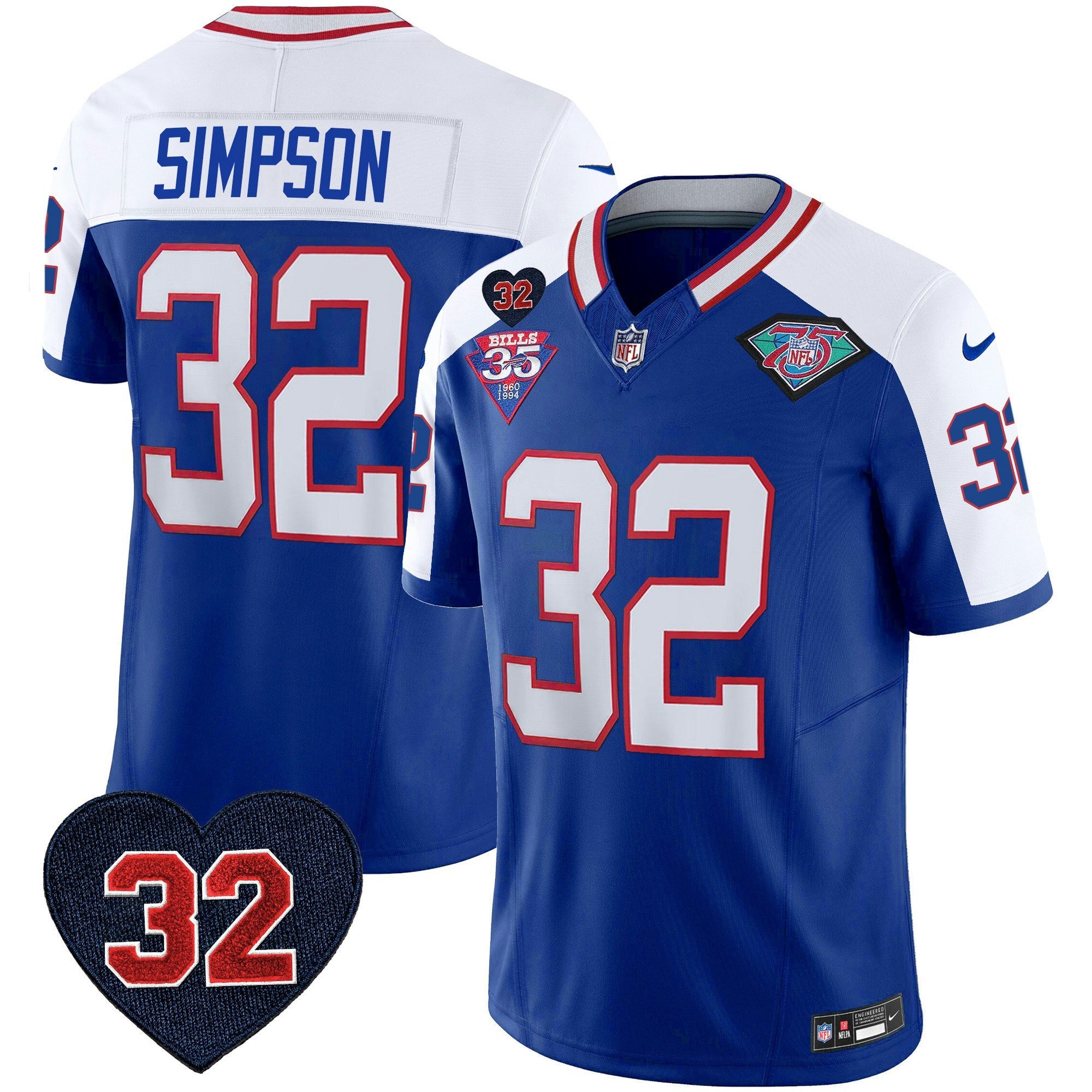 Camisa NFL Men’s 1994 Throwback O.J. Simpson Patch Vapor Limited Jersey