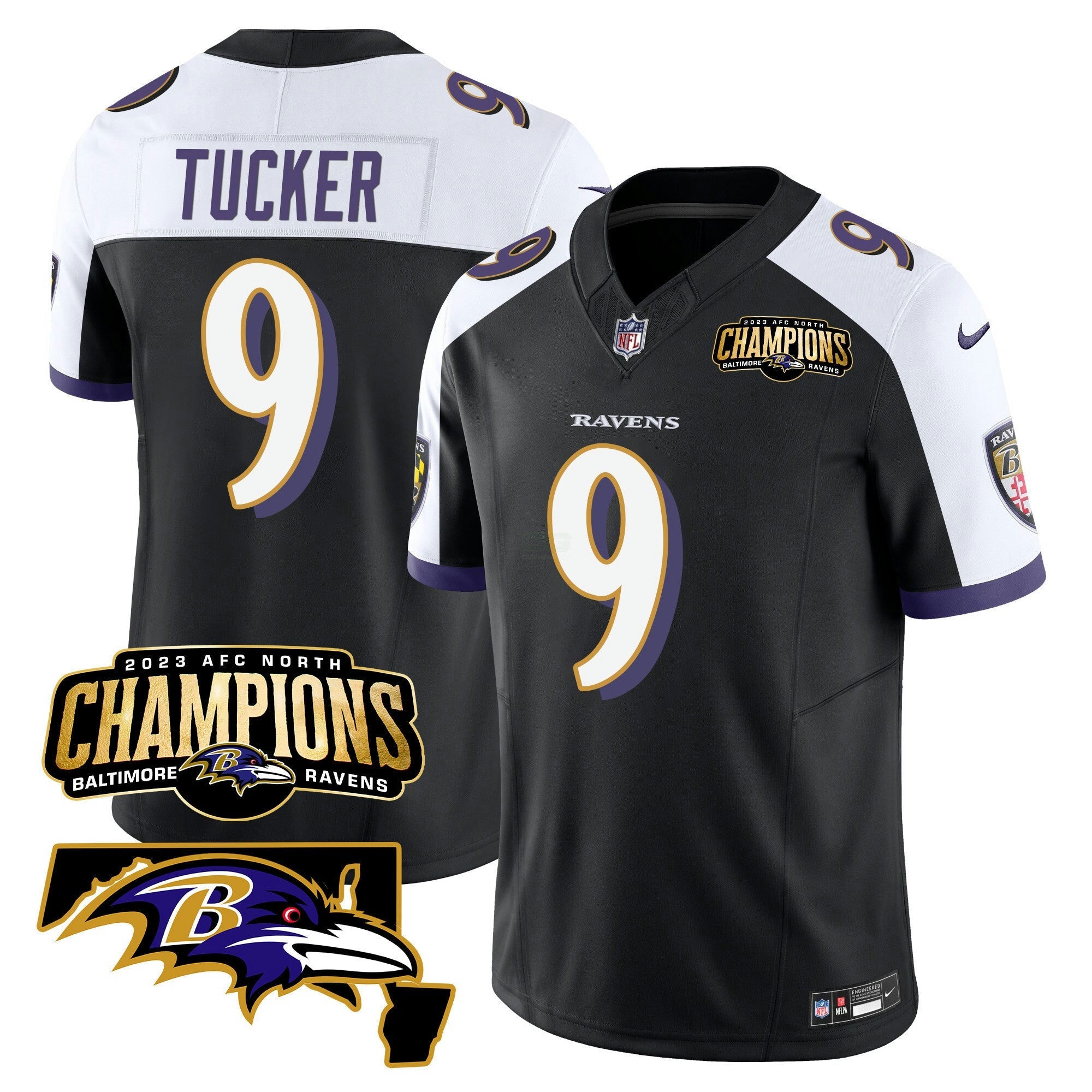 Camisa NFL Men’s 2023 AFC North Champions & Maryland Patch Vapor Jersey