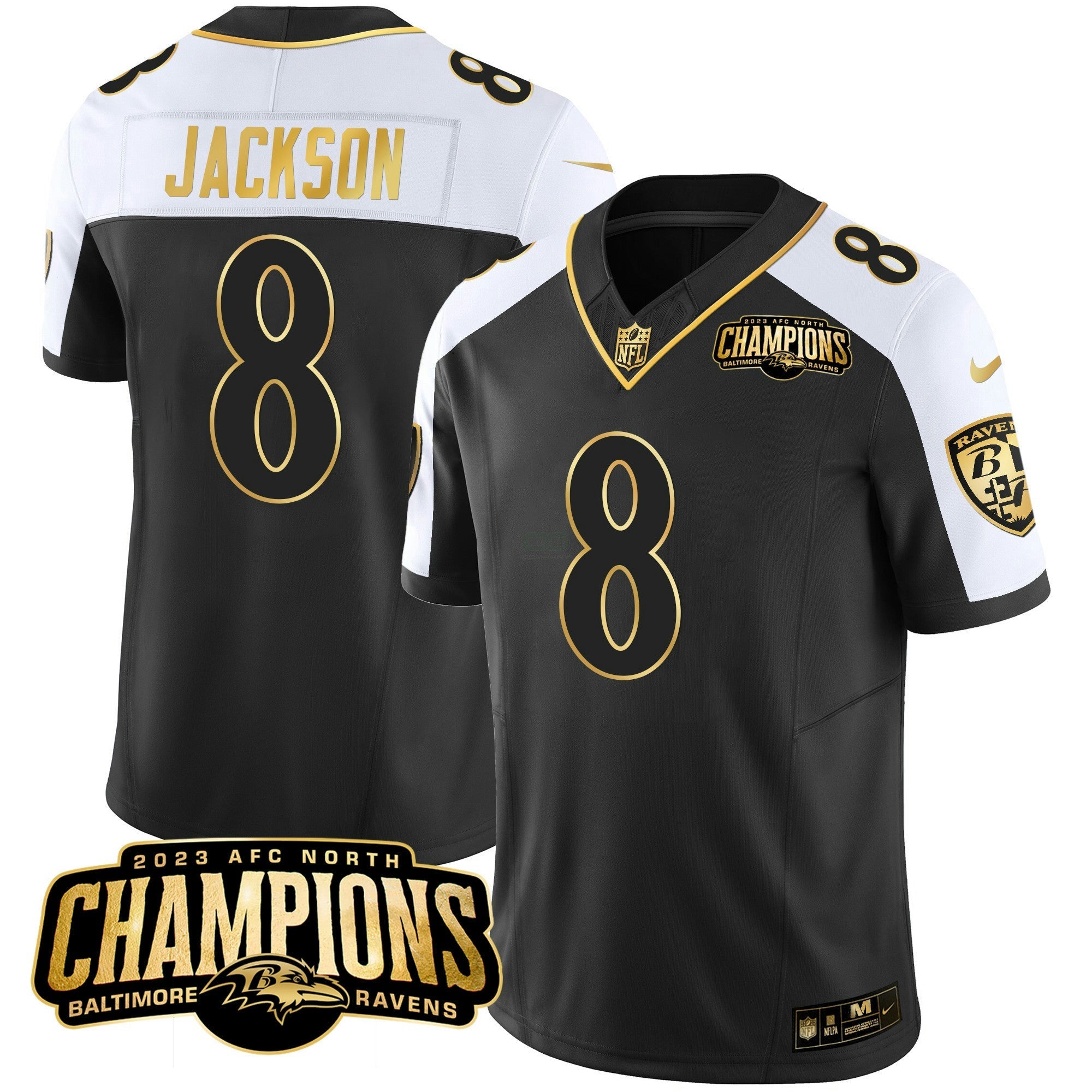 Camisa NFL Men’s 2023 AFC North Champions Patch Dourada Vapor Jersey