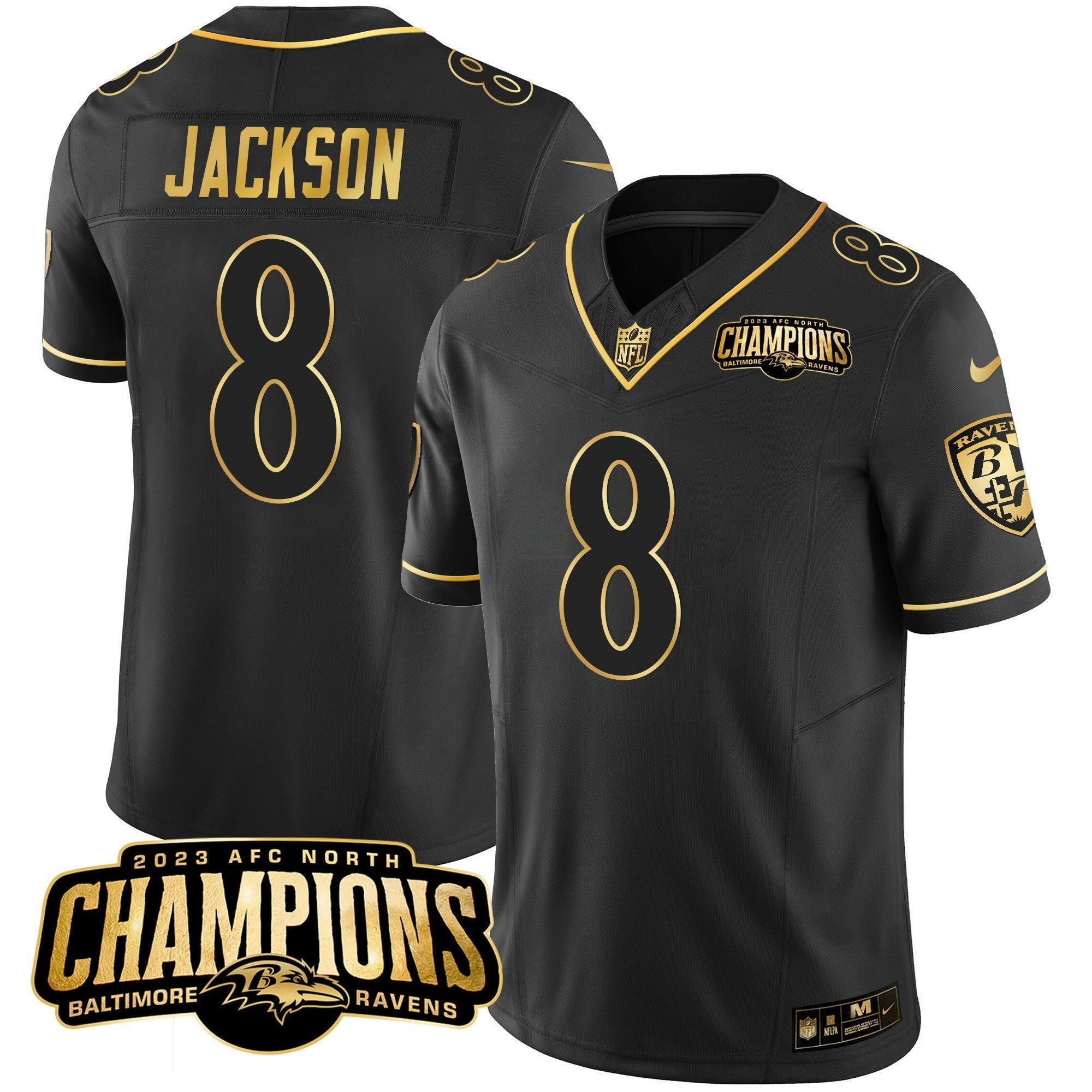 Camisa NFL Men’s 2023 AFC North Champions Patch Dourada Vapor Jersey
