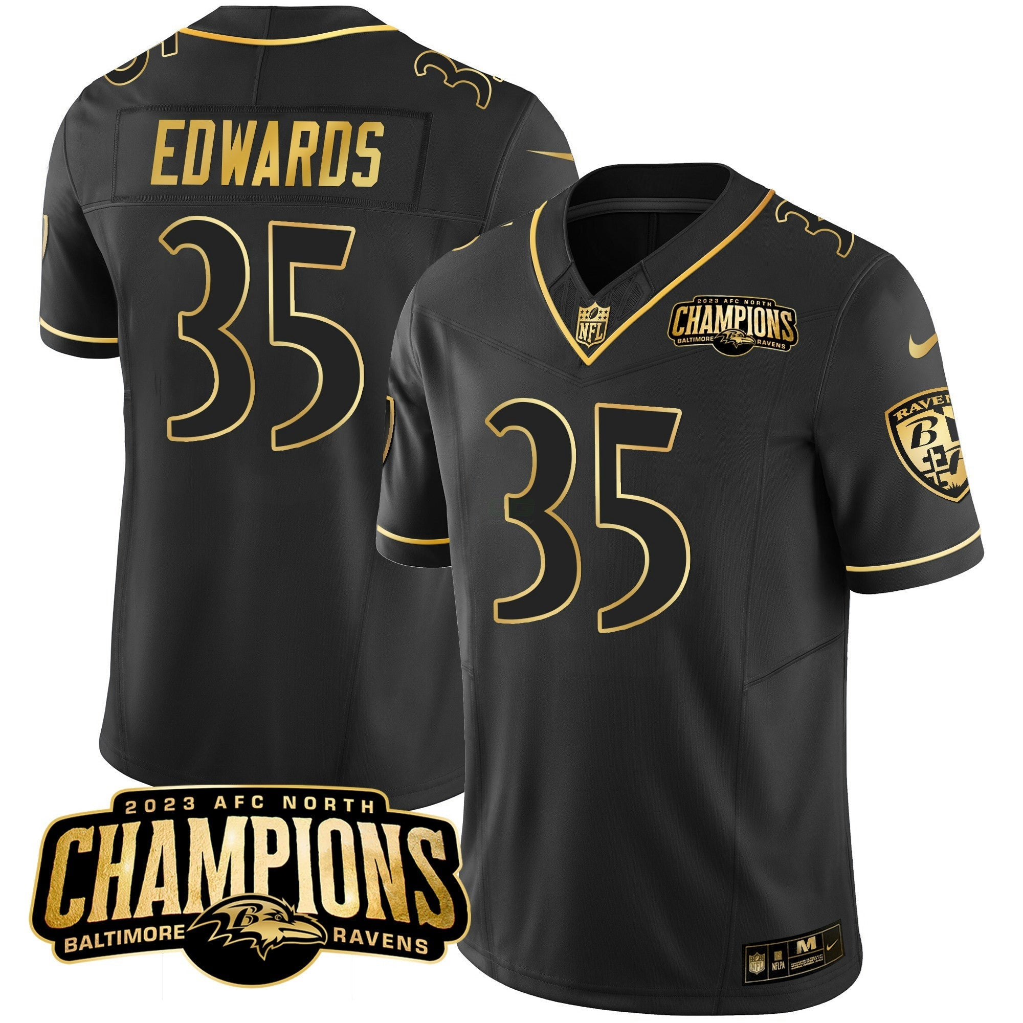 Camisa NFL Men’s 2023 AFC North Champions Patch Dourada Vapor Jersey
