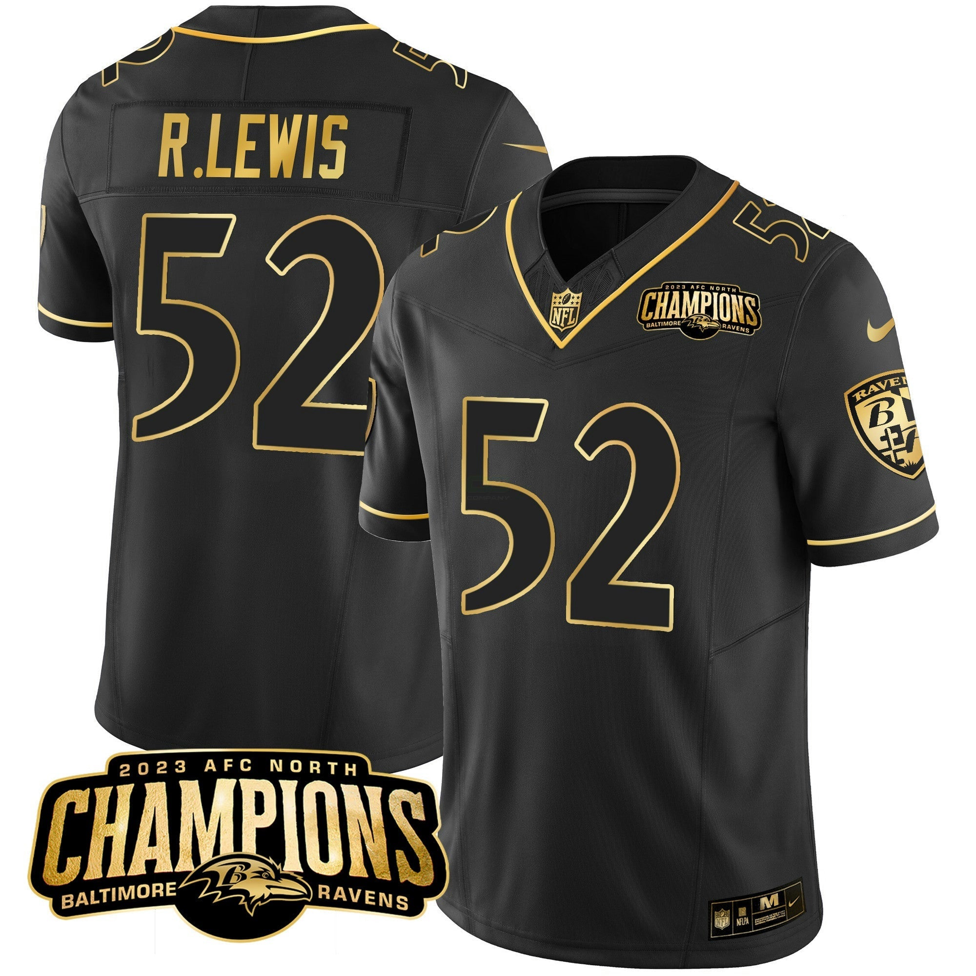 Camisa NFL Men’s 2023 AFC North Champions Patch Dourada Vapor Jersey